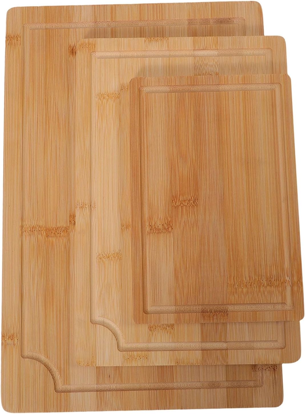 3PCS Smooth Wood Chopping Boards Set for Kitchen, Cutting Boards with Juice Grooves, Charcuterie Board Serving Tray for Meal Prep, Serving, Kitchen Essential