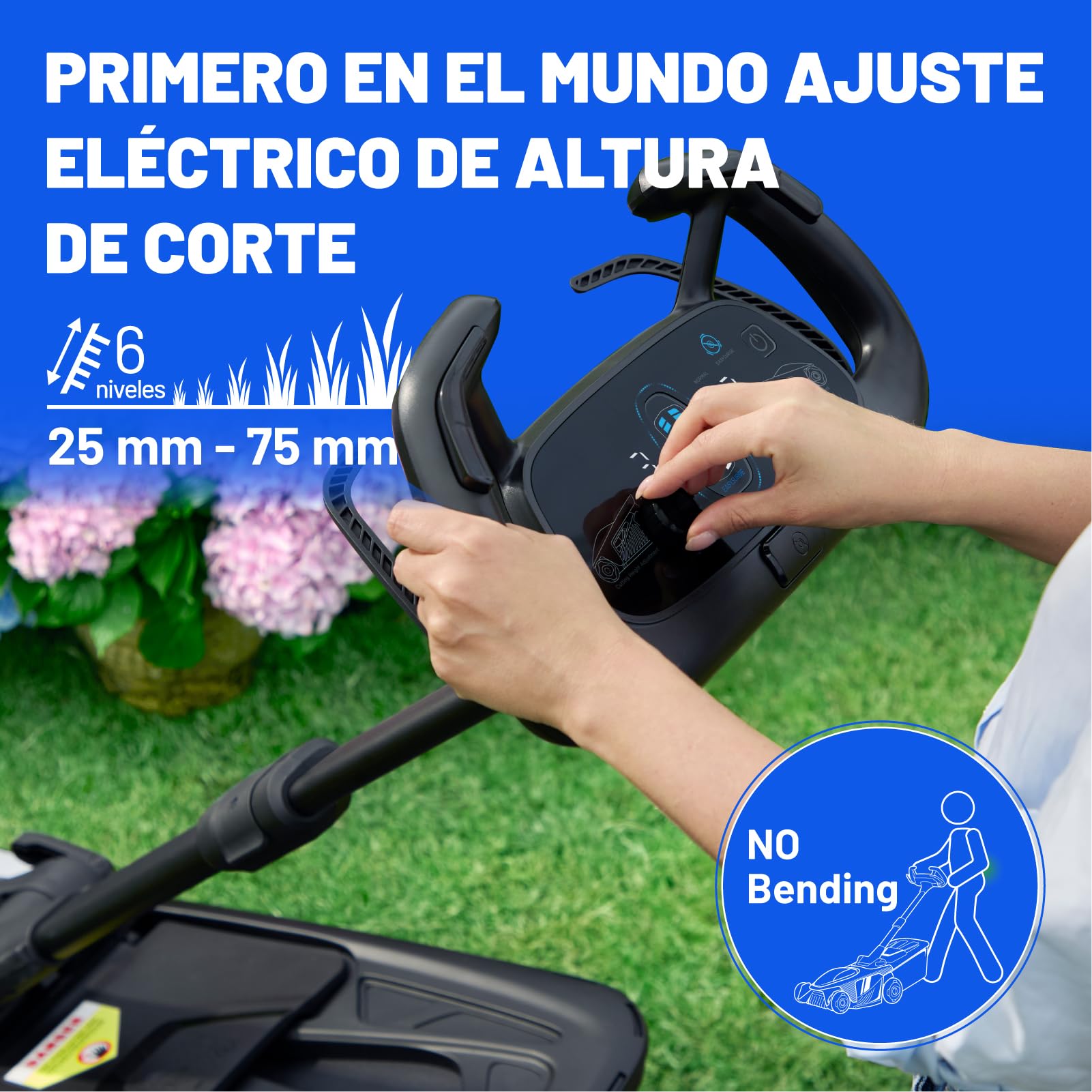 Litheli Easysurge Cortacésped Batería 43cm, Autopropulsado (2,2-4,7 km/h), 2X 20V 4,0Ah Baterías, Brushless, hasta 500 m², 50L Bolsa Recolectora, 25-75 mm, 6 Niveles de Altura de Corte