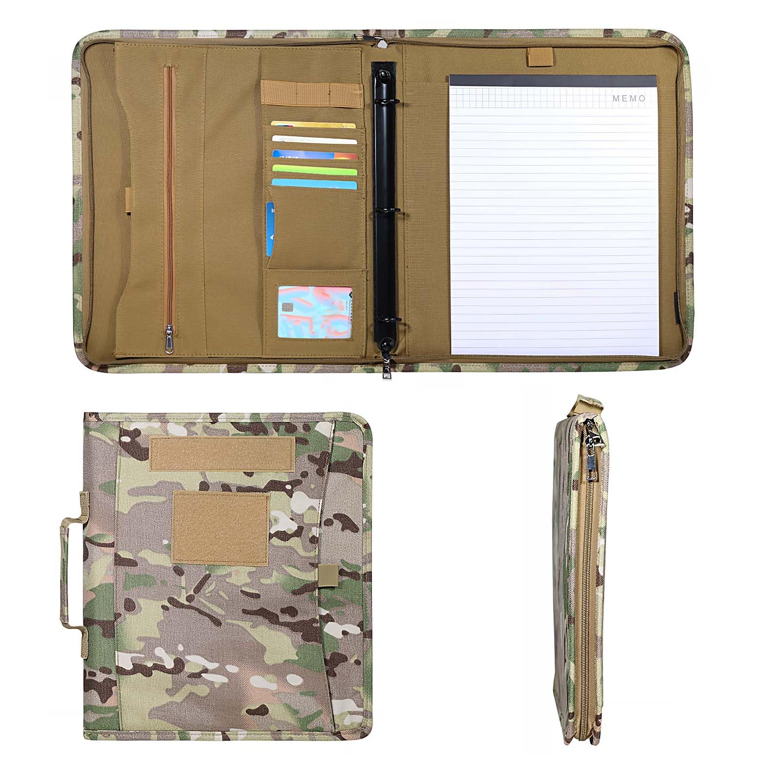 Tactical Notebook Organizer, Tactical Padfolio Portfolio Binder, Military Notebook Cover A4, Tactical 3 Ring Binder with Zipper and A4 Paper, Tactical Padfolio Organizer, 13.8×12Inch