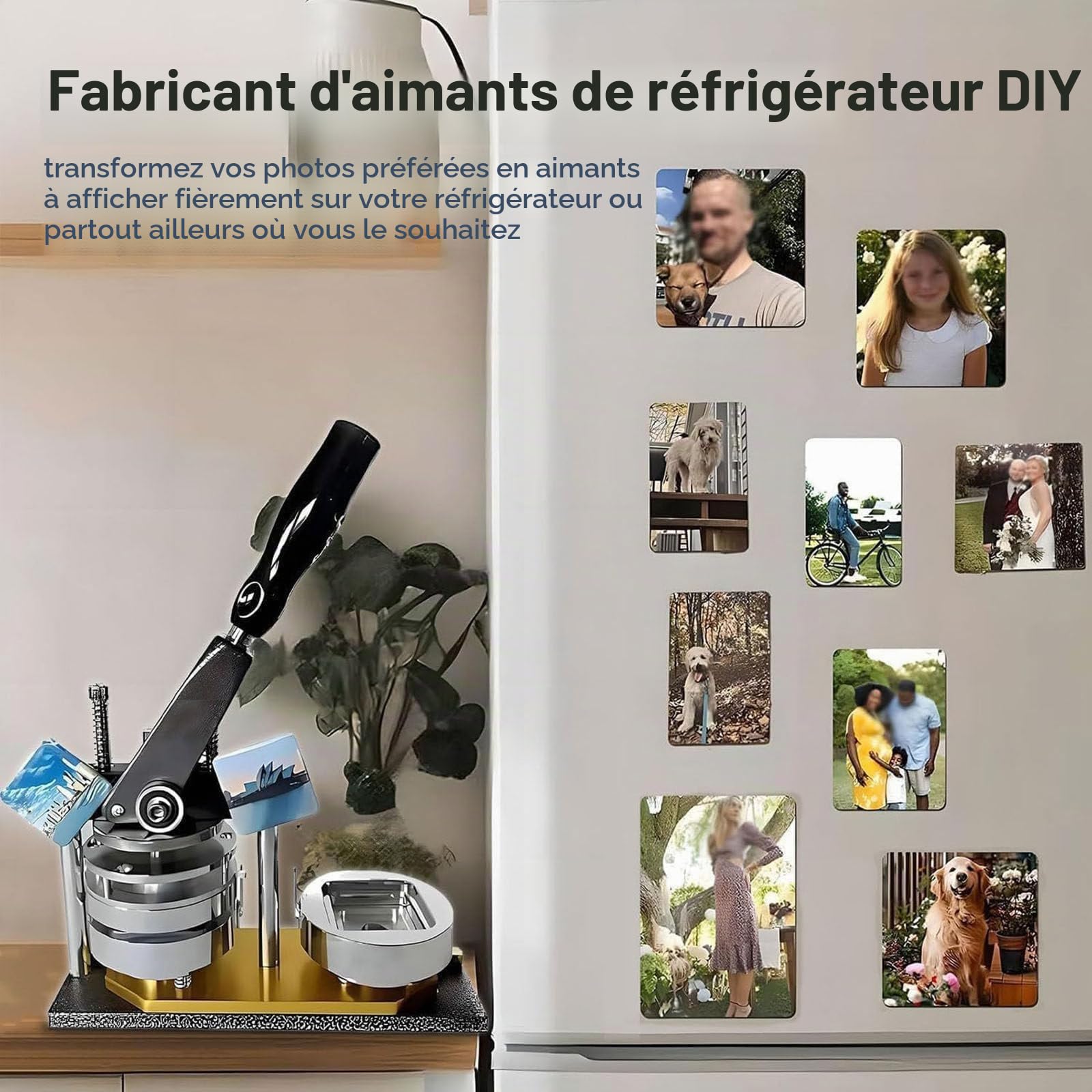 Kit De Fabrication D'aimants Carrés 5 X 5 Cm, Machine à Fabriquer Des Badges Métalliques Professionnels, Avec Massicot Et 100 Composants, Pour La Fabrication De Badges