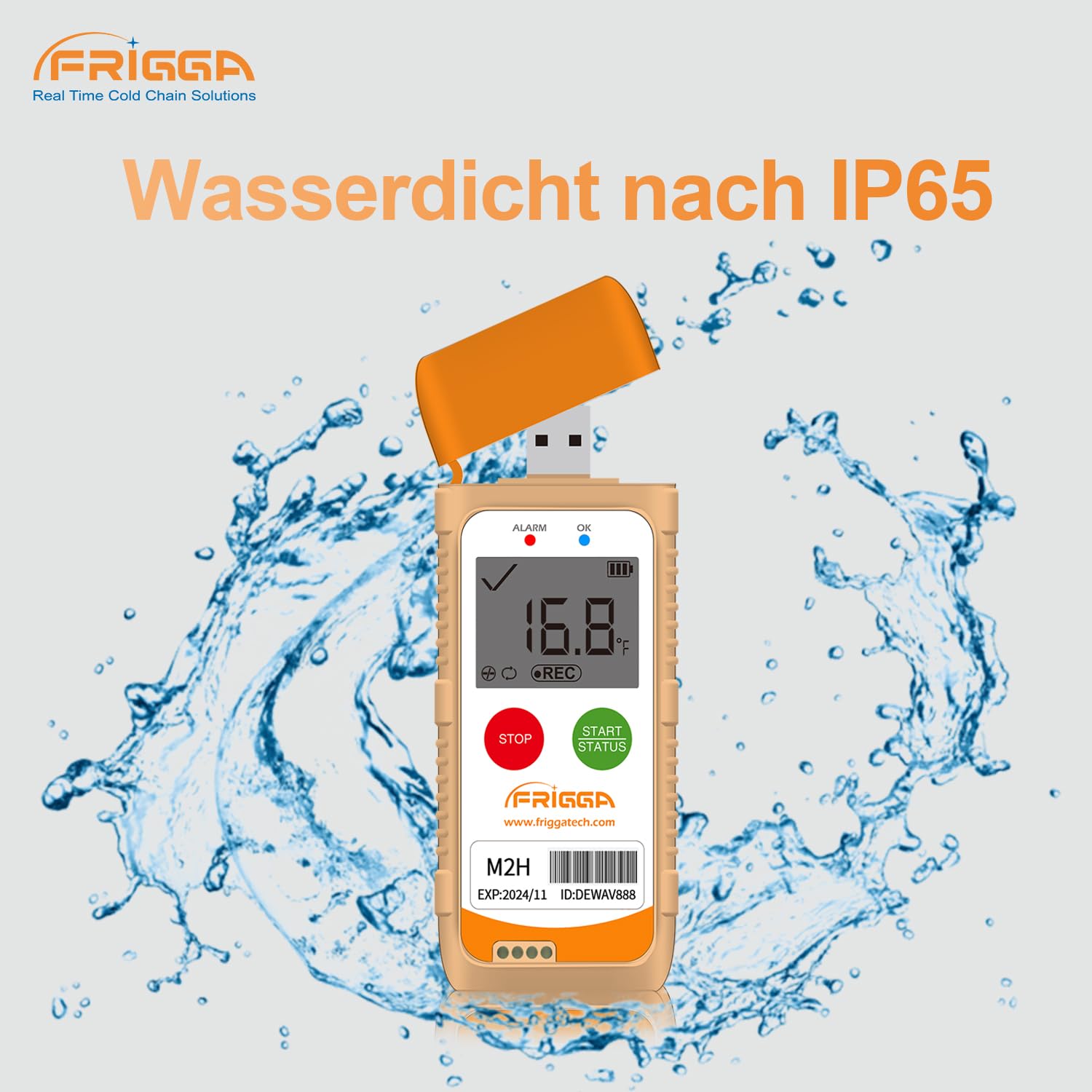 Frigga M2H 1pack Mehrweg-Temperatur-Feuchtigkeits-Datenlogger USB-Digital-Temperatur-Rekorder 28800 Punkte hohe Genauigkeit Thermometer-Logger PDF CSV-Bericht