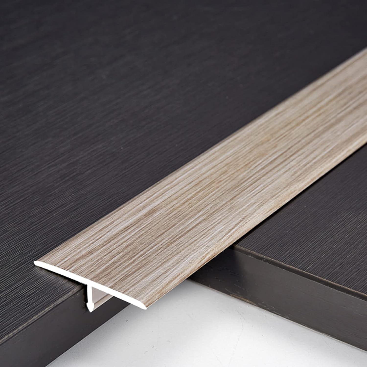 Floor Transition Strip Wood to Tile T Molding, Aluminum Doorway Edge Trim for Wood Vinyl Laminate Floors, 2cm Wide Thresholds Reducer (Style 2 Length 65cm)