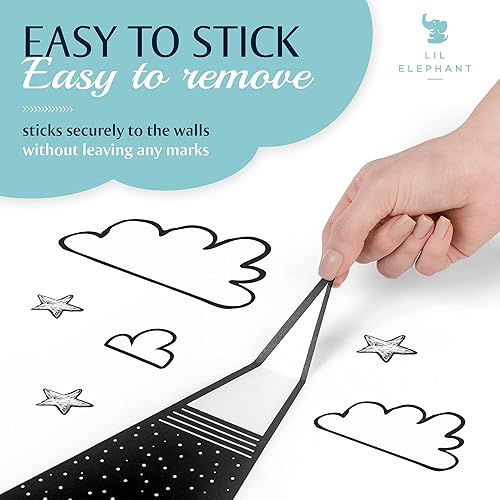 Miniatura 4 de Juego de calcomanías de pared para cuarto de bebé, arte de pared de guardería con calcomanía de pared de montaña, calcomanías de pared de nube y