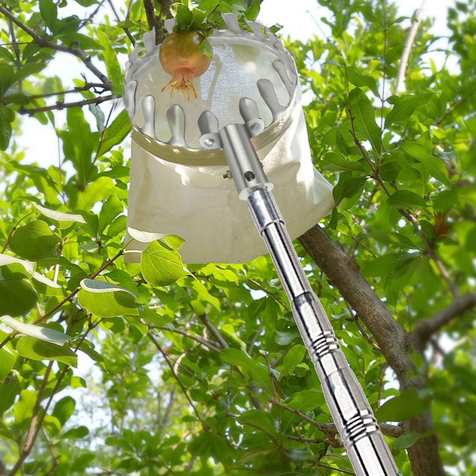 Obstpflücker mit teleskopstange 2-7M Kirschenpflücker Pflaumenpflücker Obstpflückstange für Früchte von Hochgelegenen Orten Pflücken | A,7m(23ft)