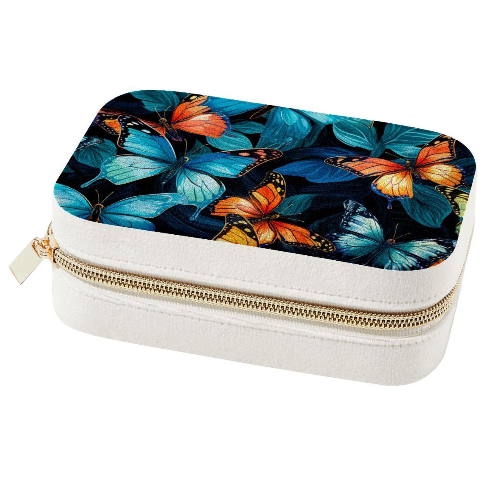 Boîte à bijoux de voyage colorée papillon - Organisateur compact de bagues et colliers