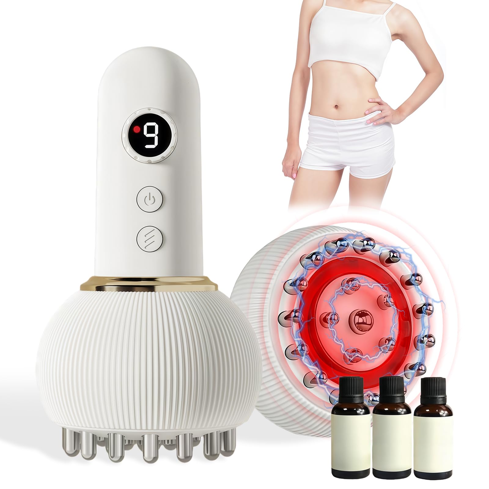 Massaggiatore per drenaggio linfatico per alleviare la cellulite, anti cellulite e smagliature, strumento di riduzione con microcorrente per massaggio linfatico, uso domestico portatile per
