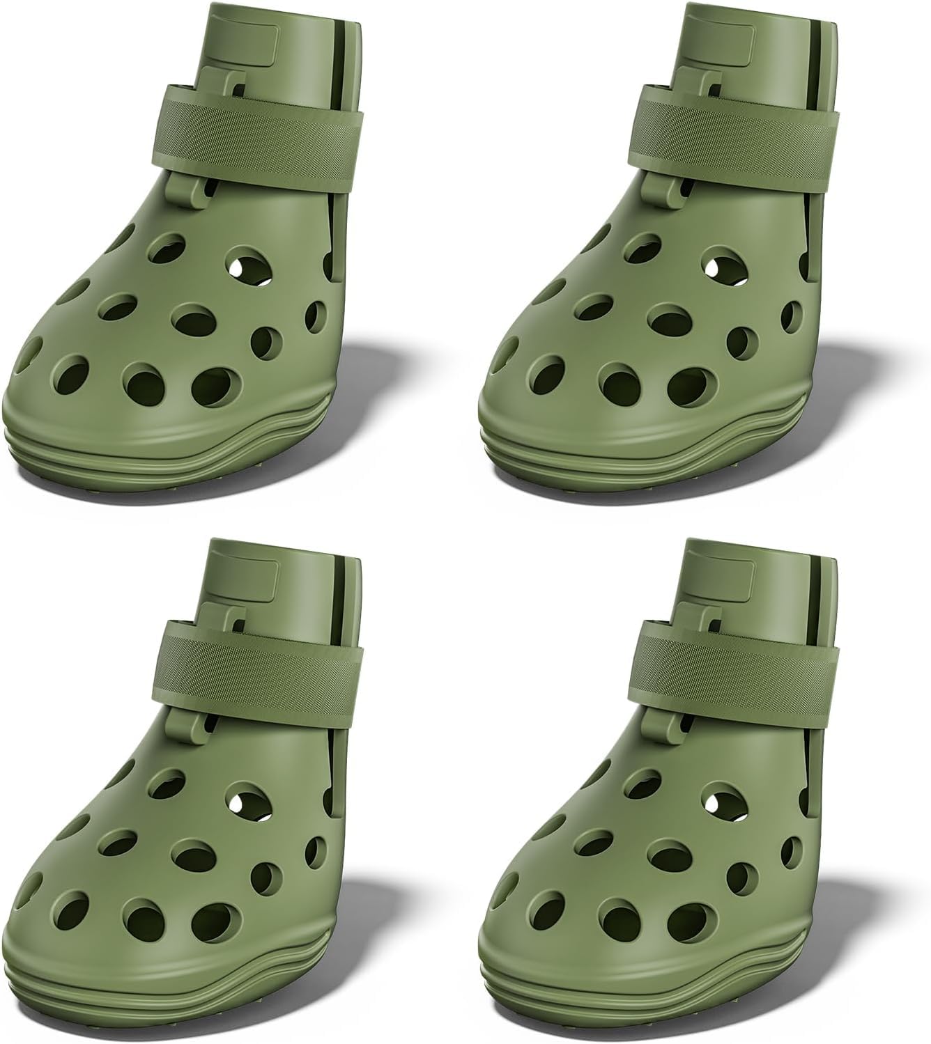 Dog Shoes for Hot Pavement, Breathable Dog Boots Paw Protectors with Adjustable Straps & Non-Slip Sole, Easy On & Off, Waterproof, Easy-Cleaning (Olive Green, XL)