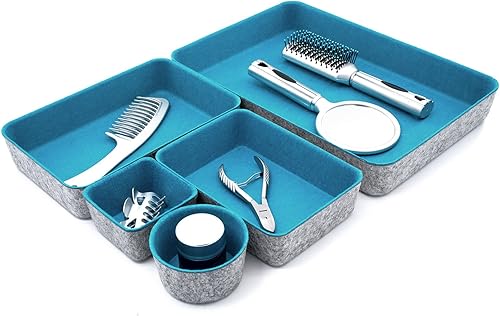 Miniatura 5 de WELAXY Bandejas organizadoras de cajones de escritorio de oficina, bandejas de almacenamiento de fieltro, bandejas de papel para documentos,