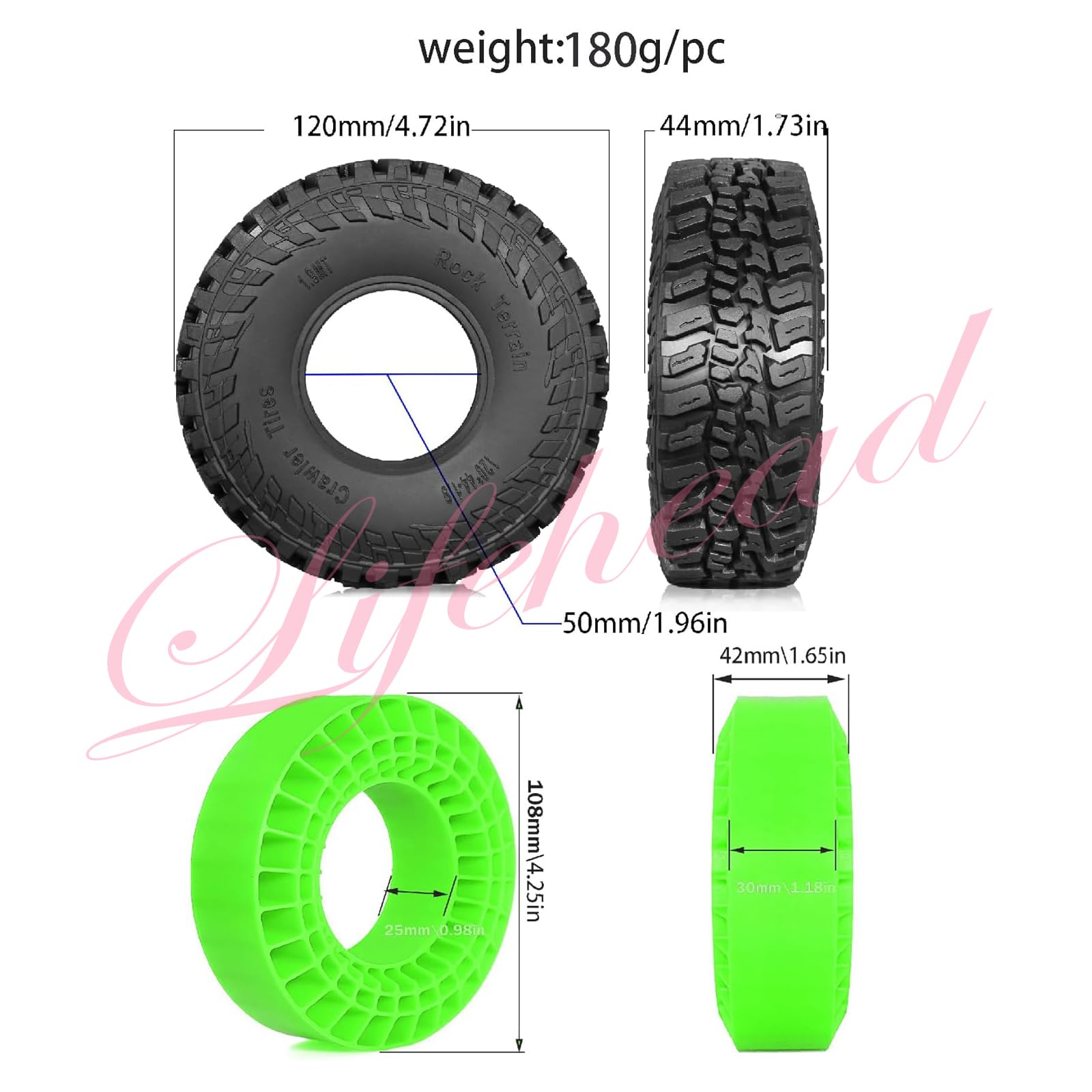 Traxxas Tires, Canyon RT 4.6x2.2'/ Foam Inserts (2) (Wide) (Requires 2.2' Diameter Wheel)