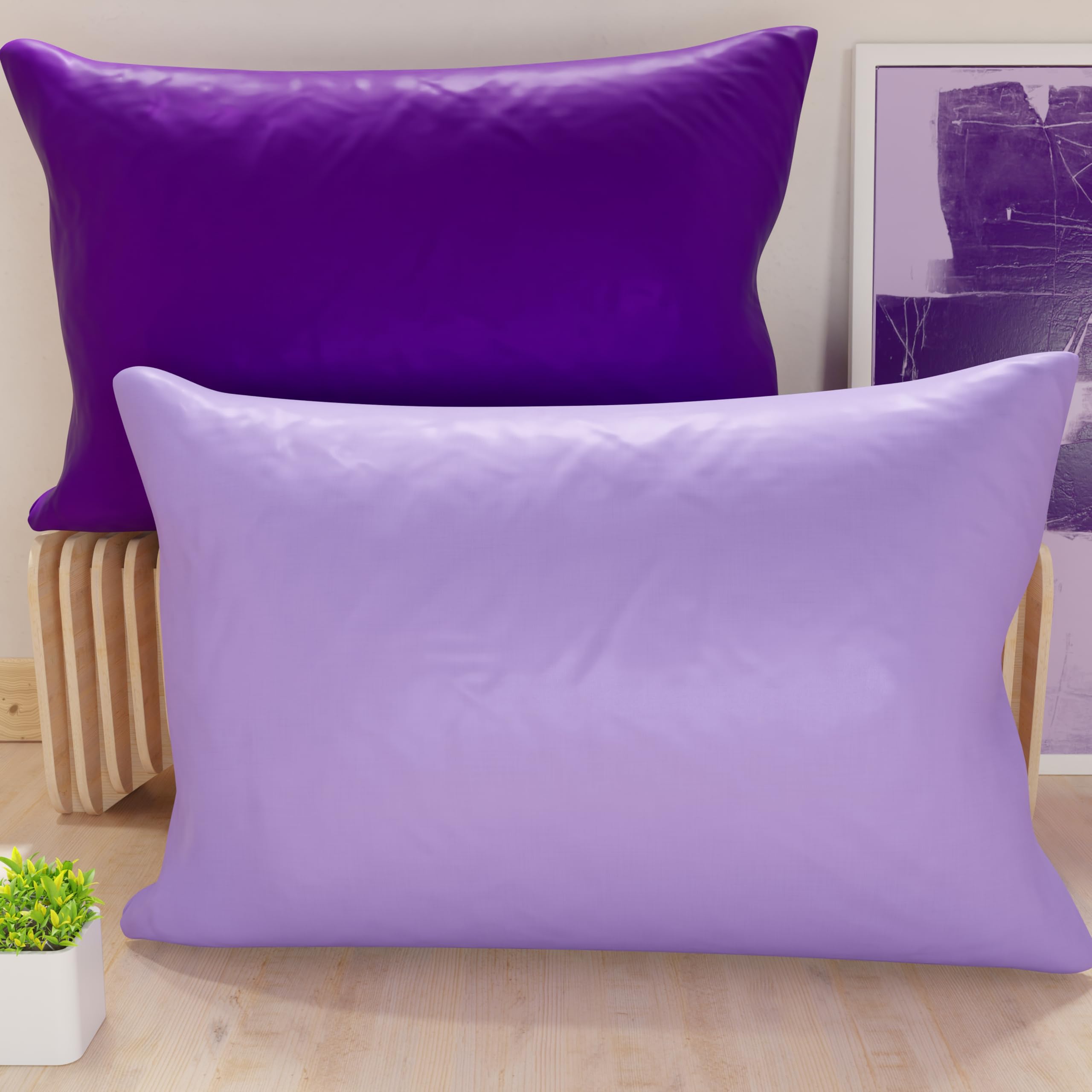PETTI Artigiani Italiani - Pair of Microfiber Pillowcases 145x40 cm, Bedroom Cushions, Sofa, Set of 2 Cushion Covers, Lilac and Purple Double Face Pillowcase — image 1