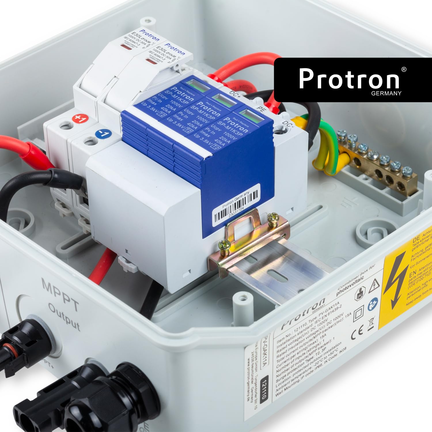 Protron PV GAK Solar Generatoranschlusskasten Photovoltaik DC Anschlusskasten Überspannungsschutz 1000V - T2 (DC-String 1/1 8M 3P 1000V T2, 0% MwSt.)