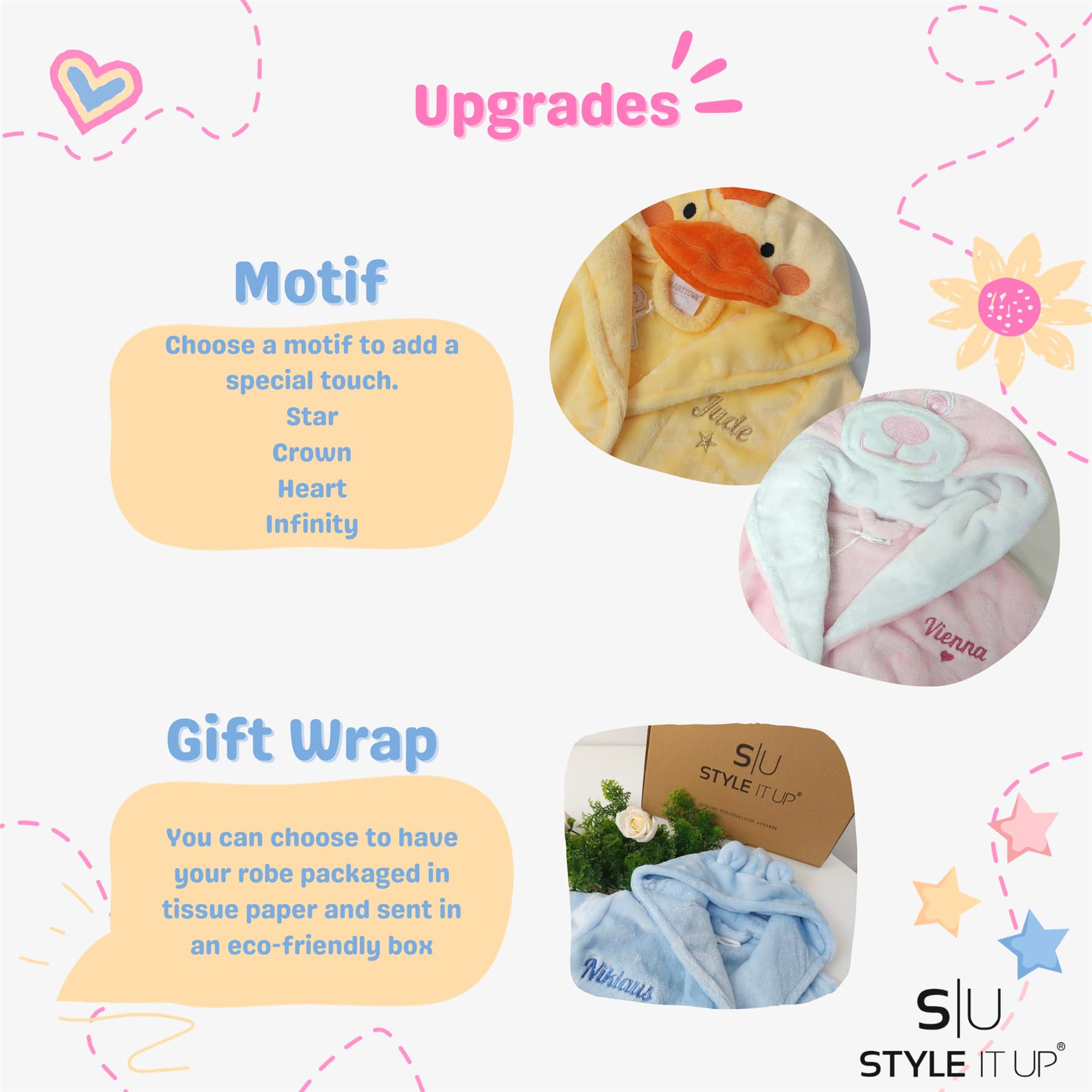 Style It Up Personalised Baby Kids Girls Boys Matching Set Dressing Gown Plush Fleece Robe Soft Cosy Velvet Warm Embroidery Gift — view 5