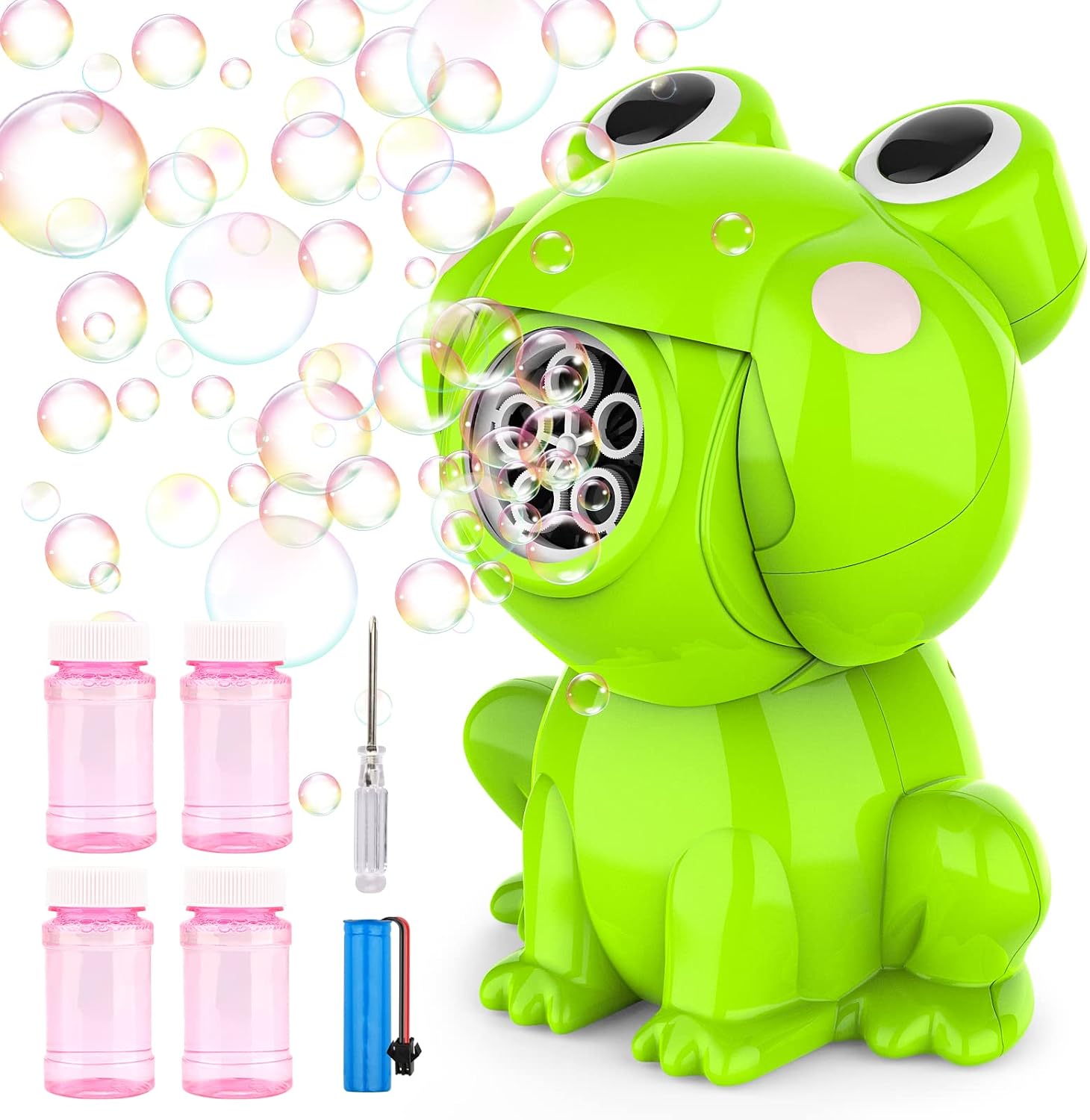 Blasland Bubble Machine for Toddlers Automatic Rechargeable Bubble Blower, [2000+ Bubbles / Min] Frog Bubble Maker with Bubble Refills & Battery for Kids, Bubble Toys for Indoor Outdoor Birthday Party