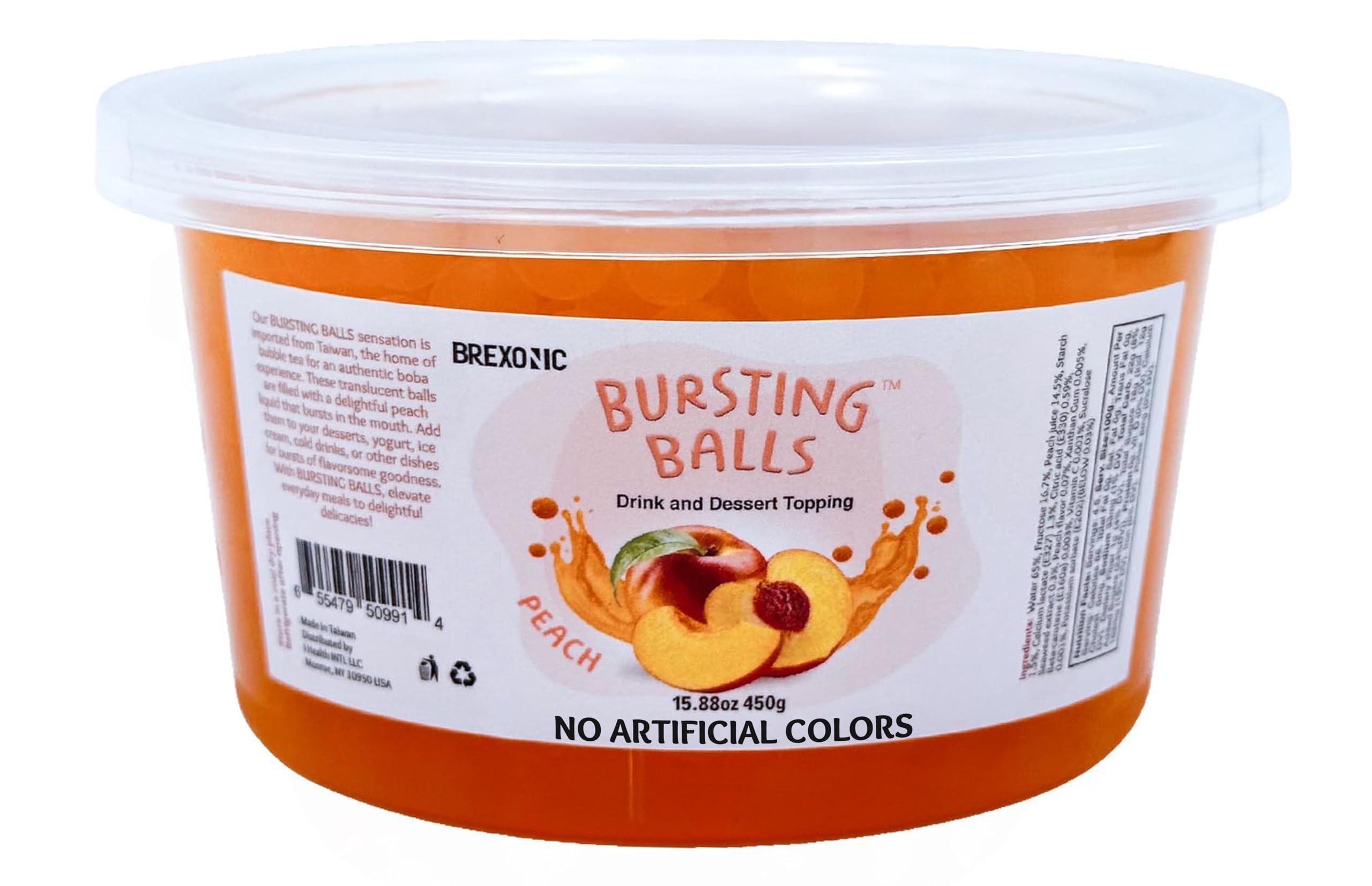 BREXONIC Boba Pearls, Peach Popping Bursting Boba, Tapioca Pearls For Bubble Tea (Peach, 1 LB 1 Pack) Peach 0.45 kg (Pack of 1)