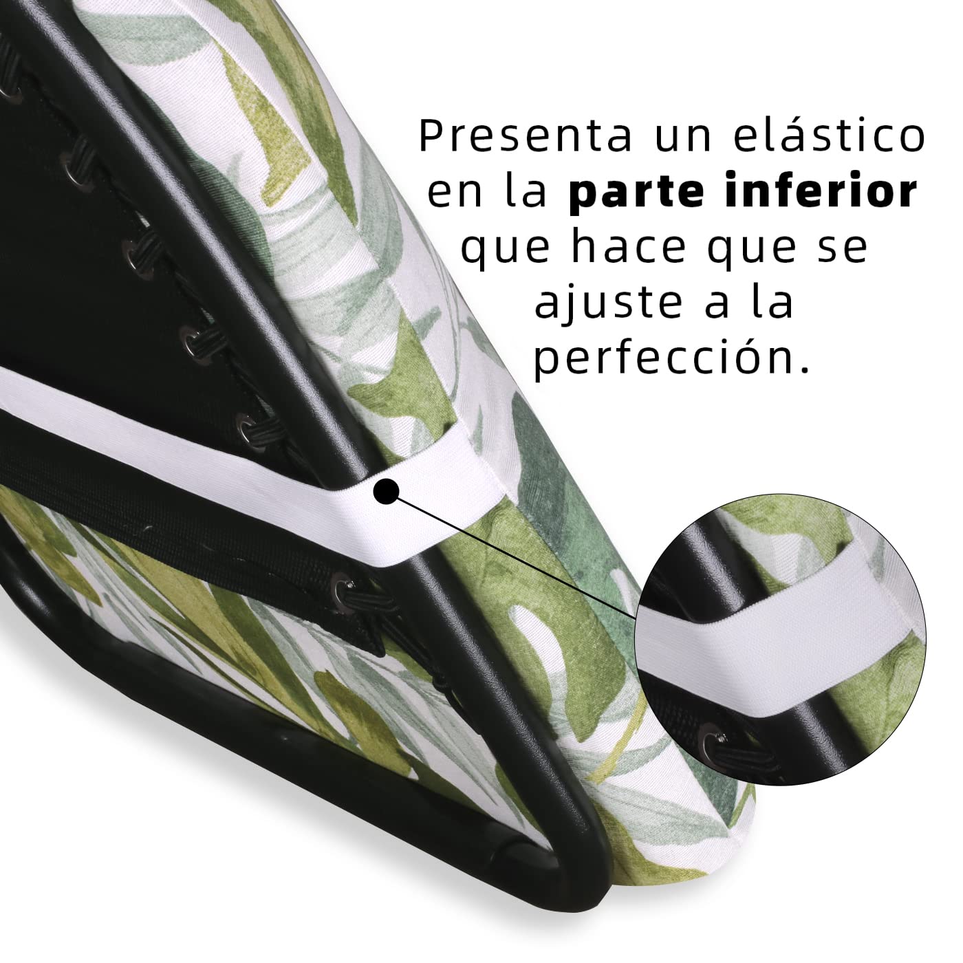 MERCURY TEXTIL- Cojín Tumbona, Colchoneta Acolchada, Hojas Verde(180x55cm) | Cómodo y Elegante. Ideal para Jardín, Piscina, Playa, Terraza y Balcón