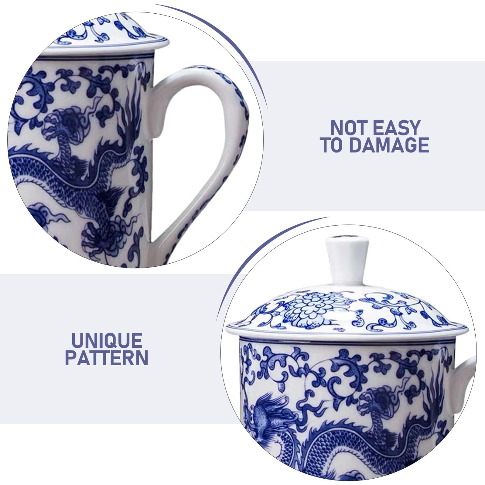 Gatuida Taza de Azul y con Tapa Diseño Retro Gran Capacidad para Café y Té Multipropósito para Hogar y Oficina