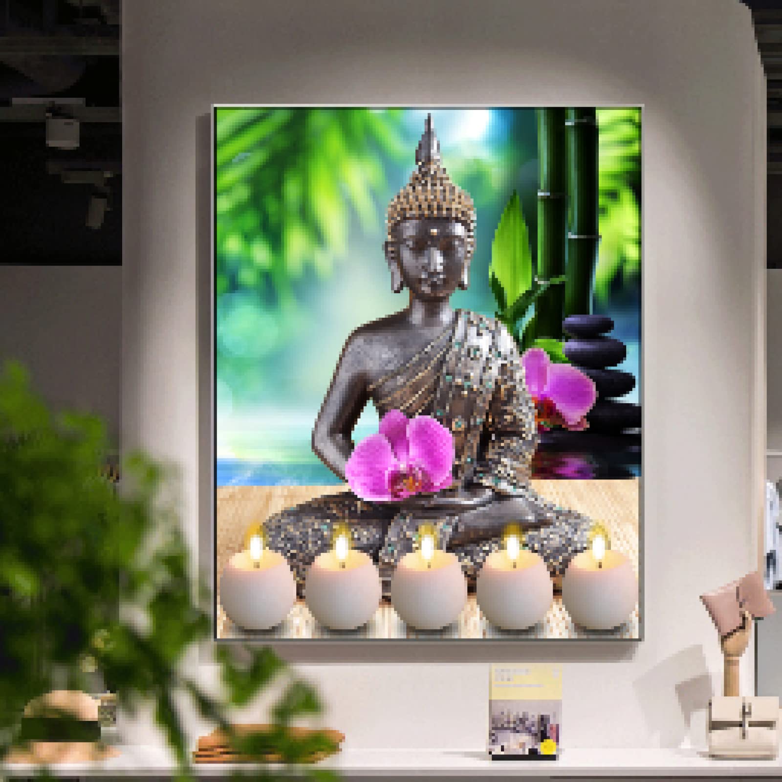 Toile Bouddha abstrait moderne : affiche fleurs zen pour décoration salon 40x50 - 8