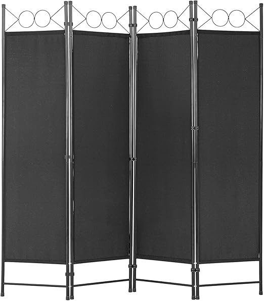 4 Panel Room Divider 6FT Steel Frame Screen Folding Privacy Divider