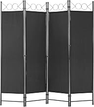 4 Panel Room Divider 6FT Steel Frame Screen Folding Privacy Divider Freestanding Partition for Home Office Bedroom (Black)
