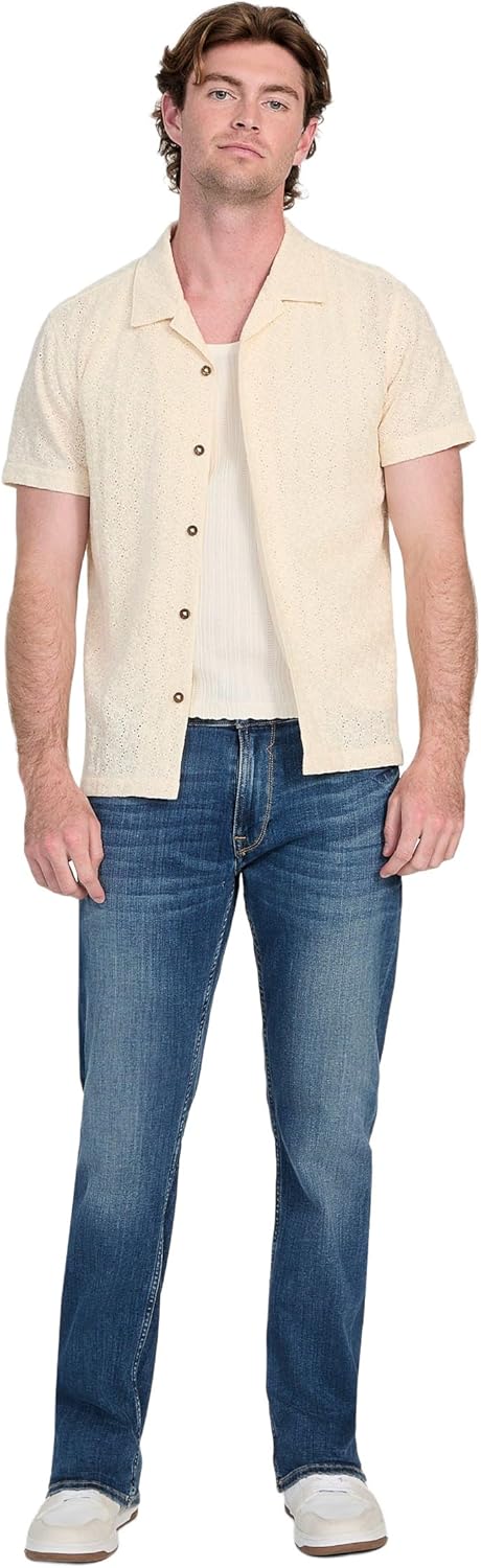 GUESS Mens Short Sleeve Wesley Crochet Resort Shirt - Image 2