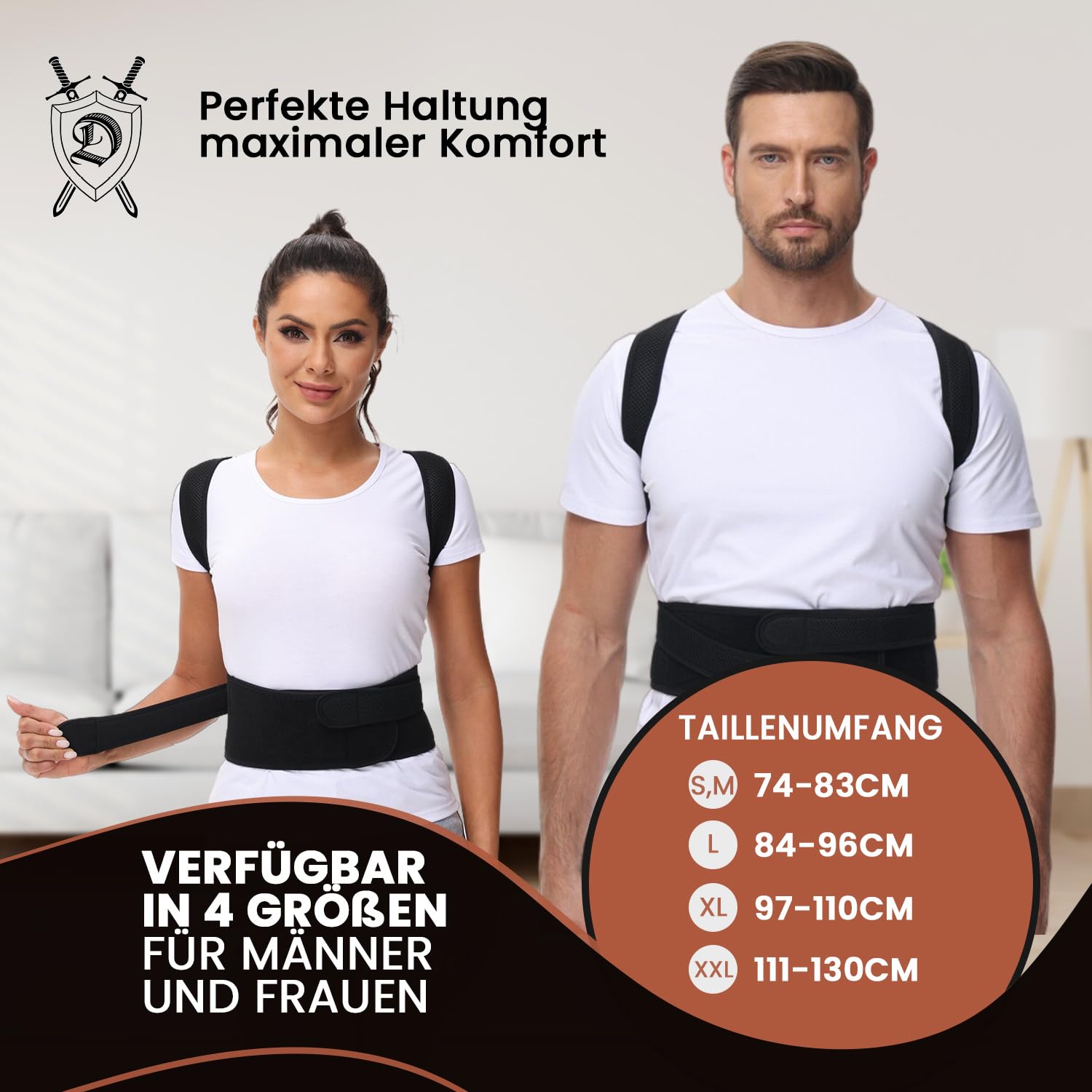 DONNER KRAFT Haltungskorrektur Herren Damen: Back Posture Corrector Haltung Korrektur Gurt für Herren und Damen - Verstellbare und Atmungsaktive Haltungstrainer + Ebook Leitfaden