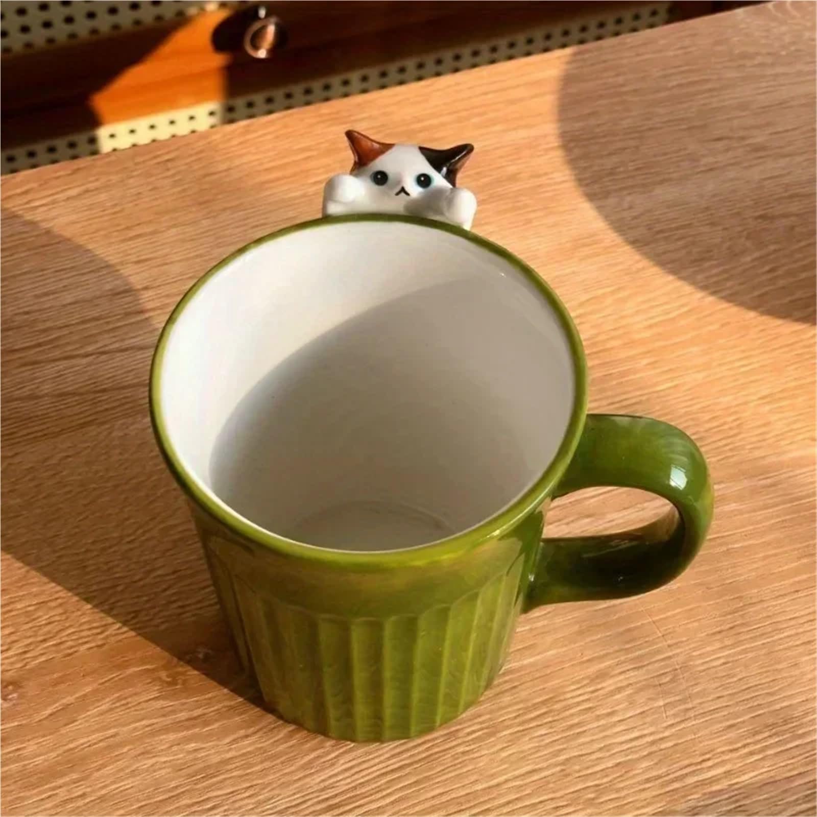 Tasse à café en céramique motif chat – Adorable tasse avec for les amoureux des animaux. for hôtel/restaurant/bureau. for restaurants/cafés Pour Cuisines, Cafés et Restaurants(Yellow)