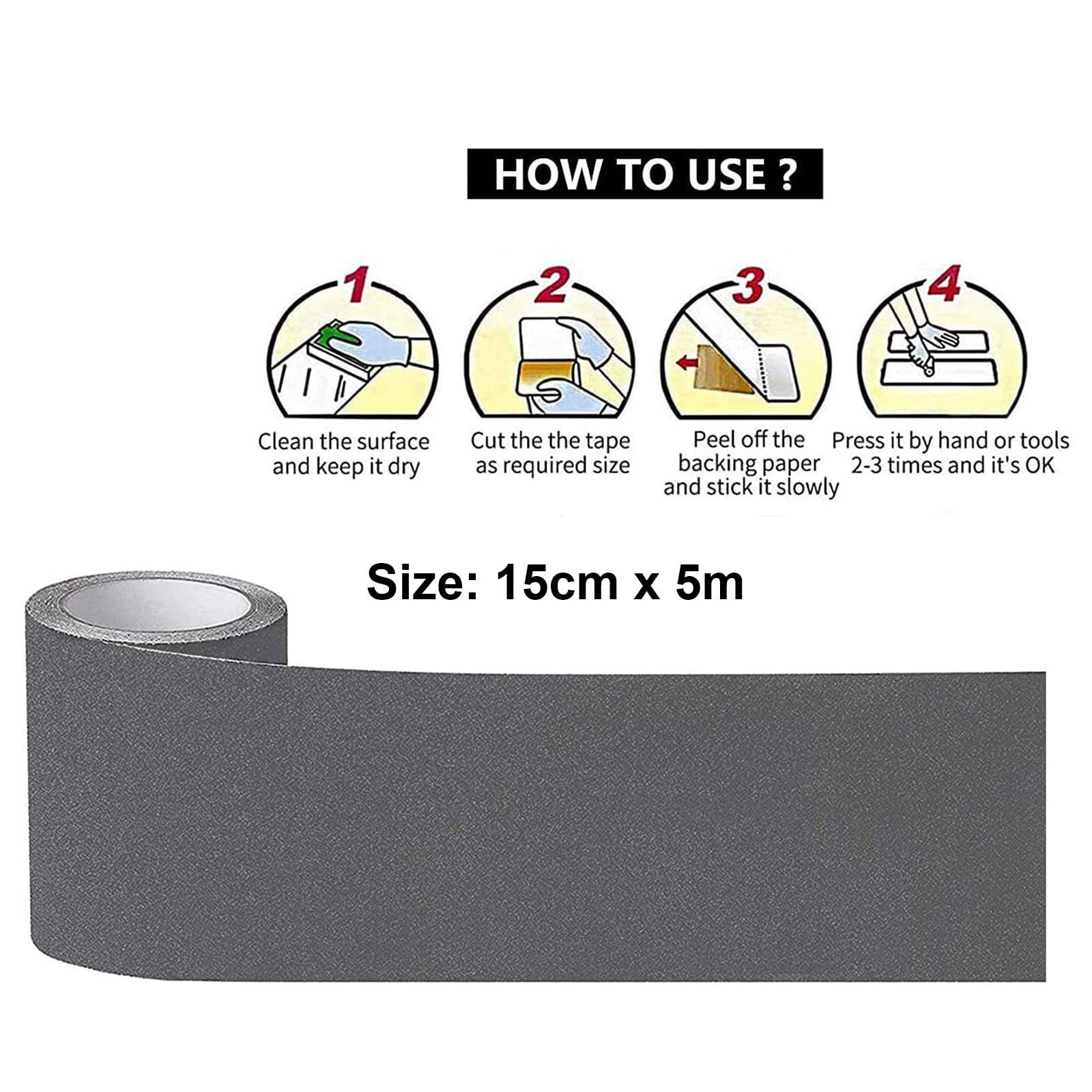 BOMEI PACK Antirutsch Streifen,2 Rollen von 50mmx10m, schwarz-gelb