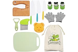 Suhctuptx 14 Pieces Wooden Kitchen Knife Set for Toddlers