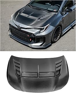 Compatible With 2023-Present Toyota GR Corolla Models | JDM VRS Style Carbon Fiber Replacement Front Vented Scoop Extractor Bumper Hood Cover (Hood Only)