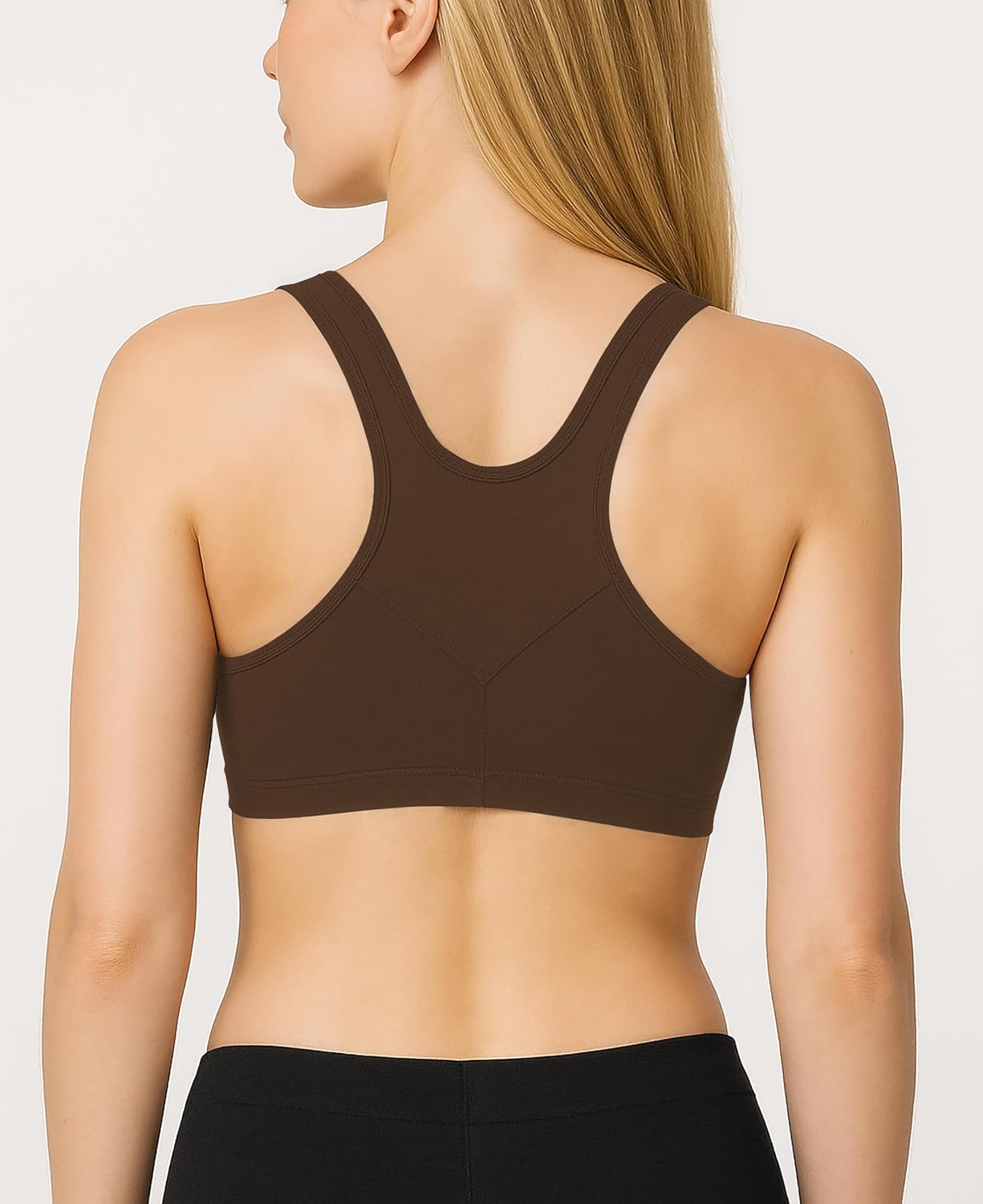 Sexy Basics Women's Cotton Spandex Racer Back Bra | 4 Way Stretch Pullover Workout Sport Bras (Multi-Pack) - Image 3