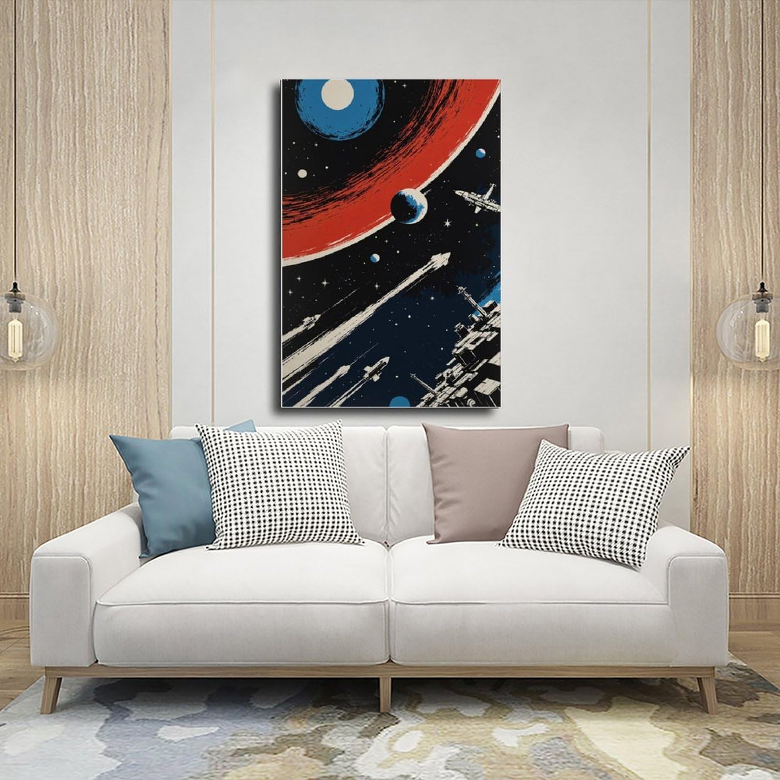 Poster su tela, stile retrò, avventura spaziale, fantascienza, decorazione per camera da letto, ufficio, stanza, regalo, 60 x 90 cm