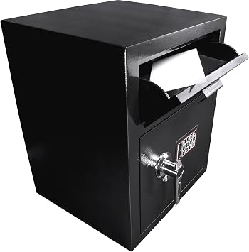 Barska Digital Depository Safe with Drop Slot Solid Steel Lock Box for Cash, Mail & Valuables, Dual PIN Code Access, Anti-Pry Door, 2 Steel Bolts, Mounting Hardware for Home & Office Security