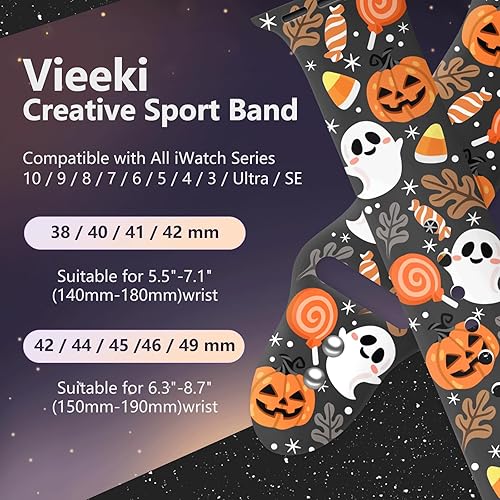 Miniatura 4 de Holiday - Correa de reloj compatible con Apple Watch Series 11, 10, 9, 8, 7, 6, 5, 4, 3, Ultra SE, para mujeres y hombres, correa de calabaza de