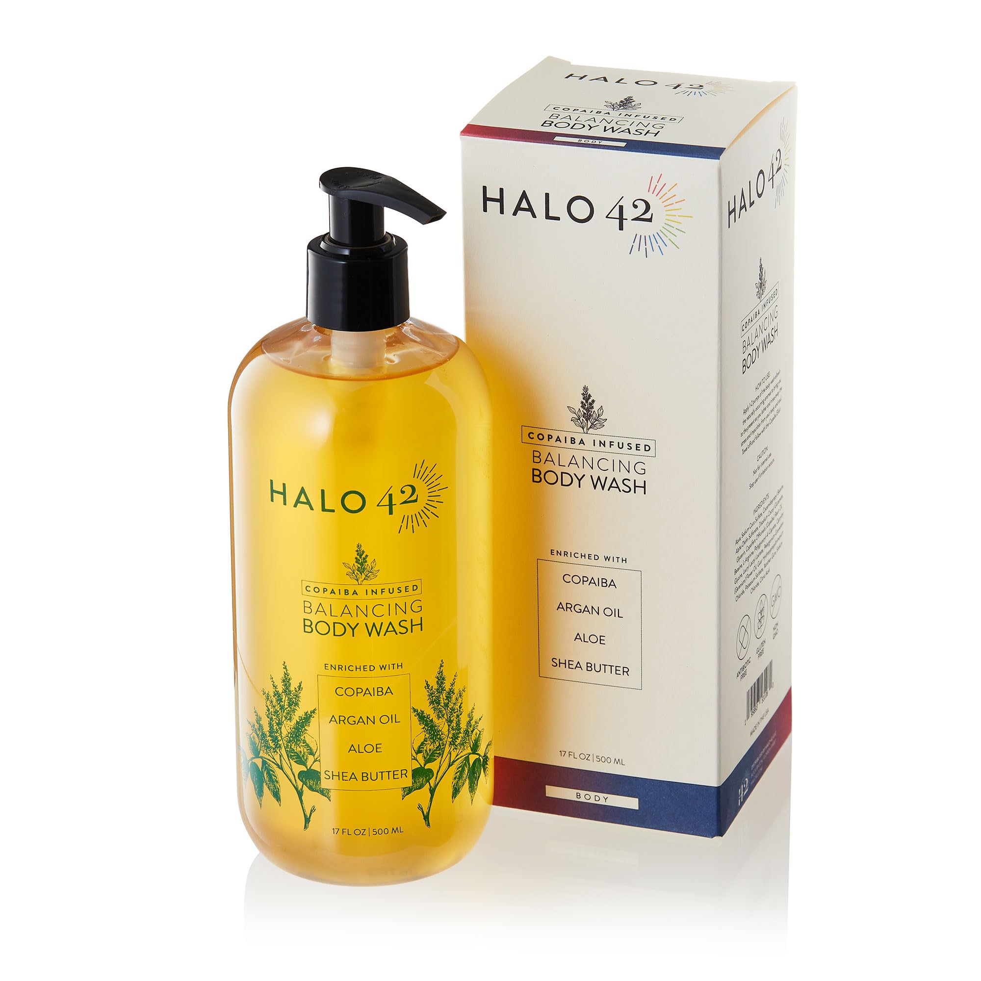Body Wash Organic Natural Copaiba Infused Shower Gel Cleanser Hydrating Skin Cleanser with Aloe Vera Argan Oil and