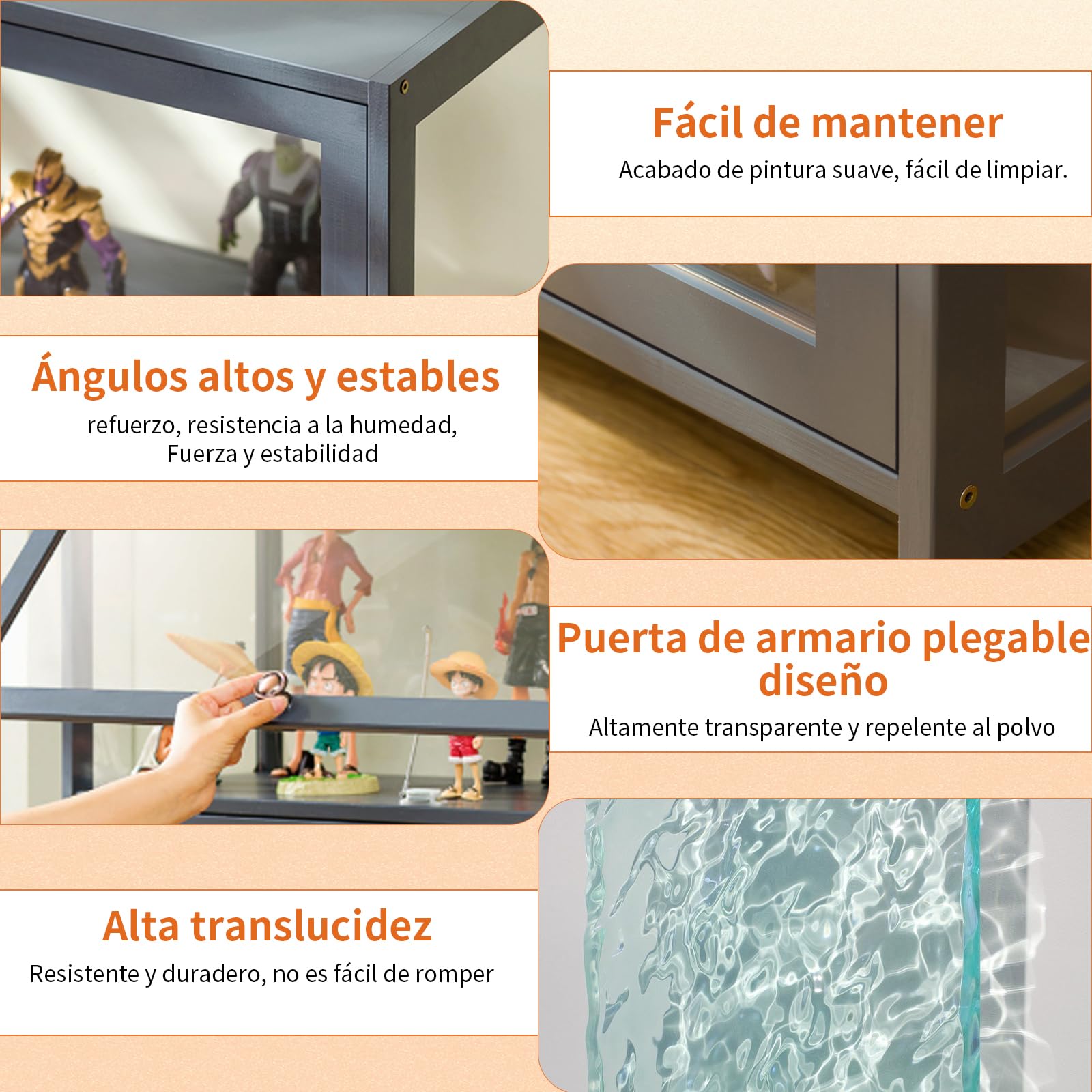 Vitrinas expositoras,vitrinas para Colecciones, Expositor Figuras, Vitrina perfumes, libreria Vitrina, Mueble estanteria Salon, Marco de Bambú Natural, Dormitorios, Salas de Estar