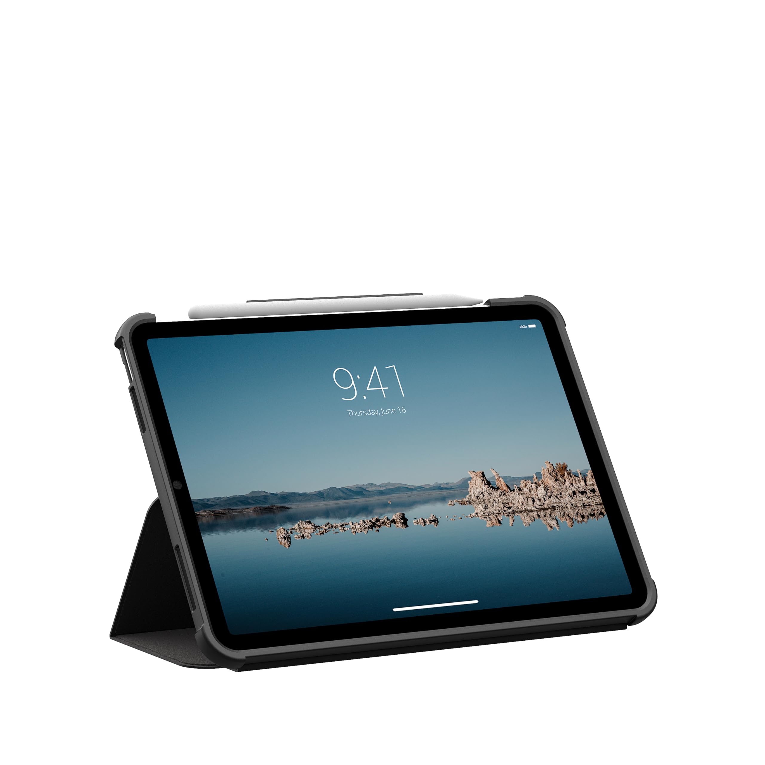 URBAN ARMOR GEAR Progettata per iPad Air 11 (7a generazione, 2025, M3), robusta custodia protettiva a portafoglio con supporto regolabile multi-angolo e portamatite Plyo LT ghiaccio/nero