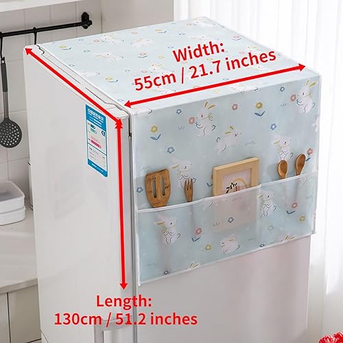 Miniatura 2 de Funda para refrigerador a prueba de polvo, protector superior de PEVA para lavadora con bolsas de almacenamiento laterales, a prueba de agua y