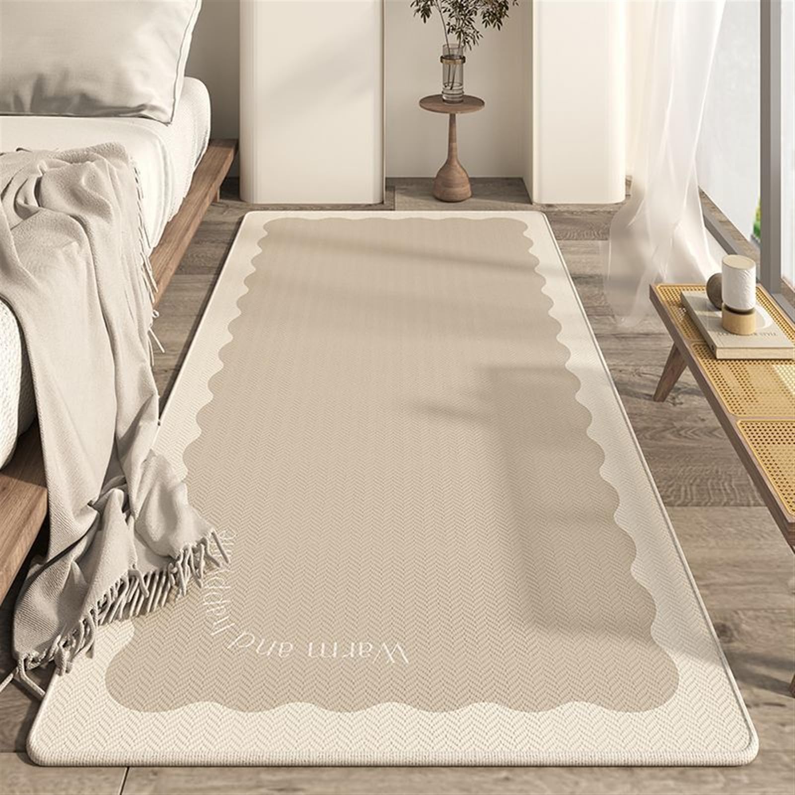 GIBZ Area Rug Home Decor Low Pile Non Slip Shaggy Indoor Carpet Washable Runner Rug for Bedroom Bedside
