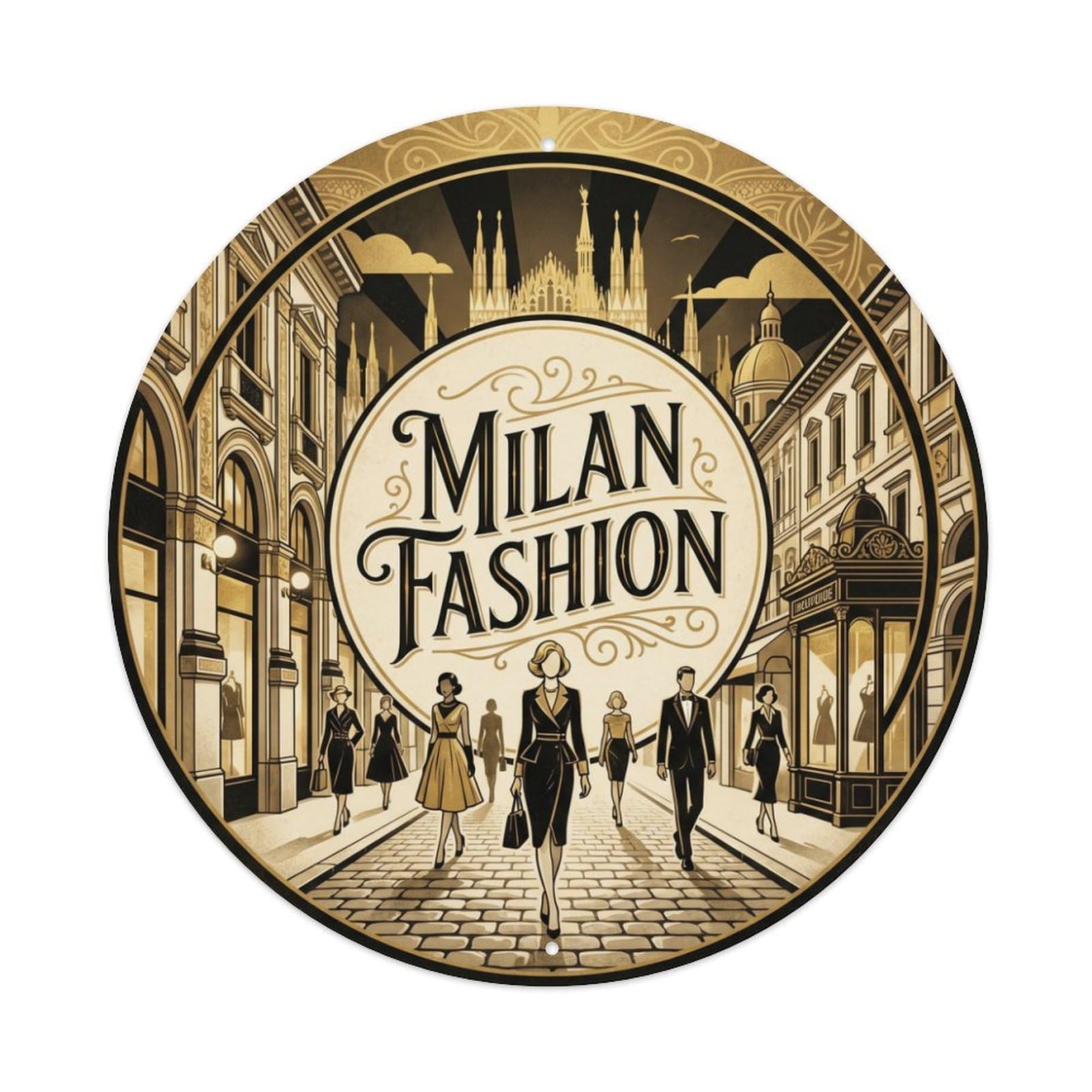 Olhnbad Style Fashion Travel Culture Milan Retro City Design Metal Tin Sign