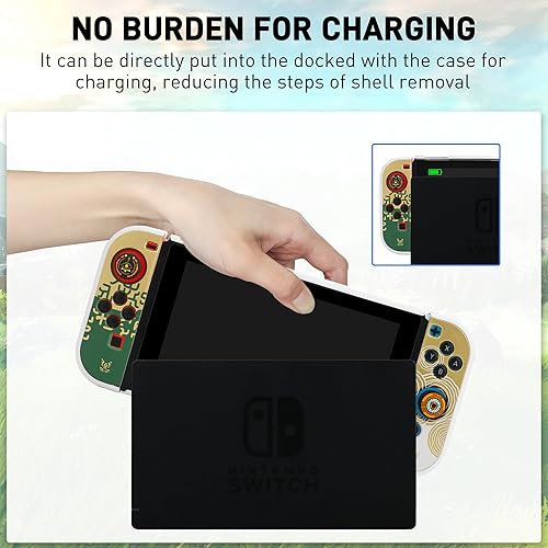 Miniatura 4 de FUNDIARY Funda protectora para Nintendo Switch con diseño de Zelda Tears of The Kingdom, paquete de accesorios a prueba de golpes para empuñaduras
