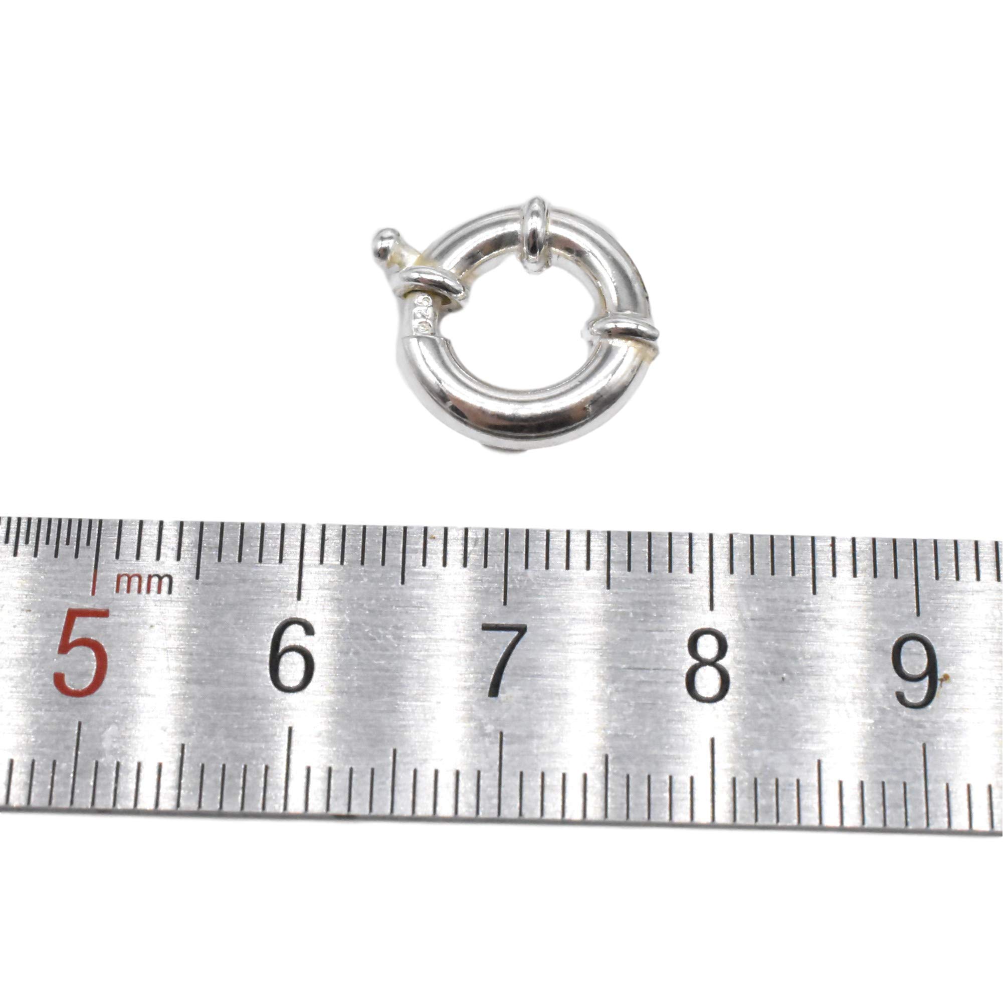 Grand fermoir à ressort en argent sterling 14 mm, fermoir classique pour bijoux, argent, 1 pièce