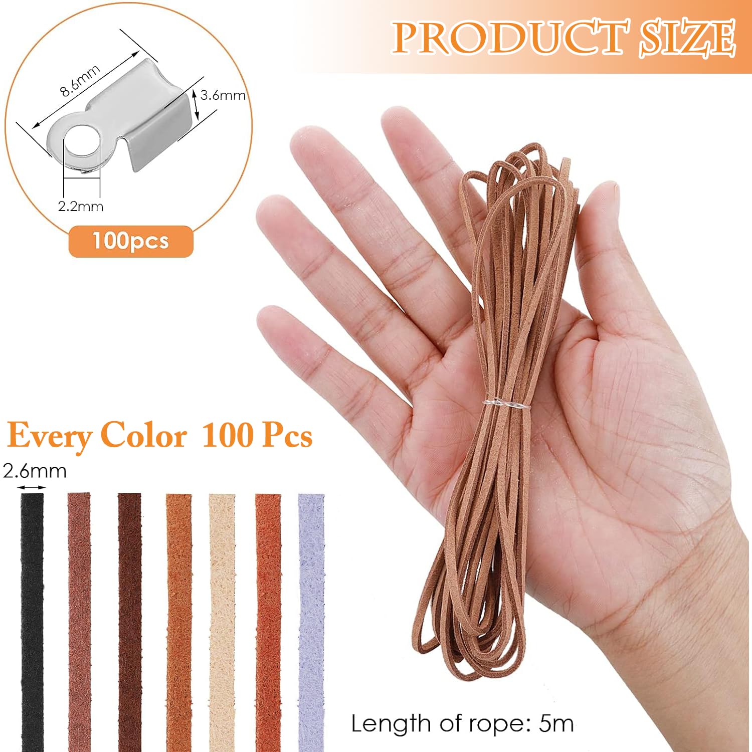 Set Cordoncini In Pelle Scamosciata Per Gioielli Fai Da Te – 7 Colori, 5 Metri Ciascuno – Corda Microfibra Per Bracciali E Collane