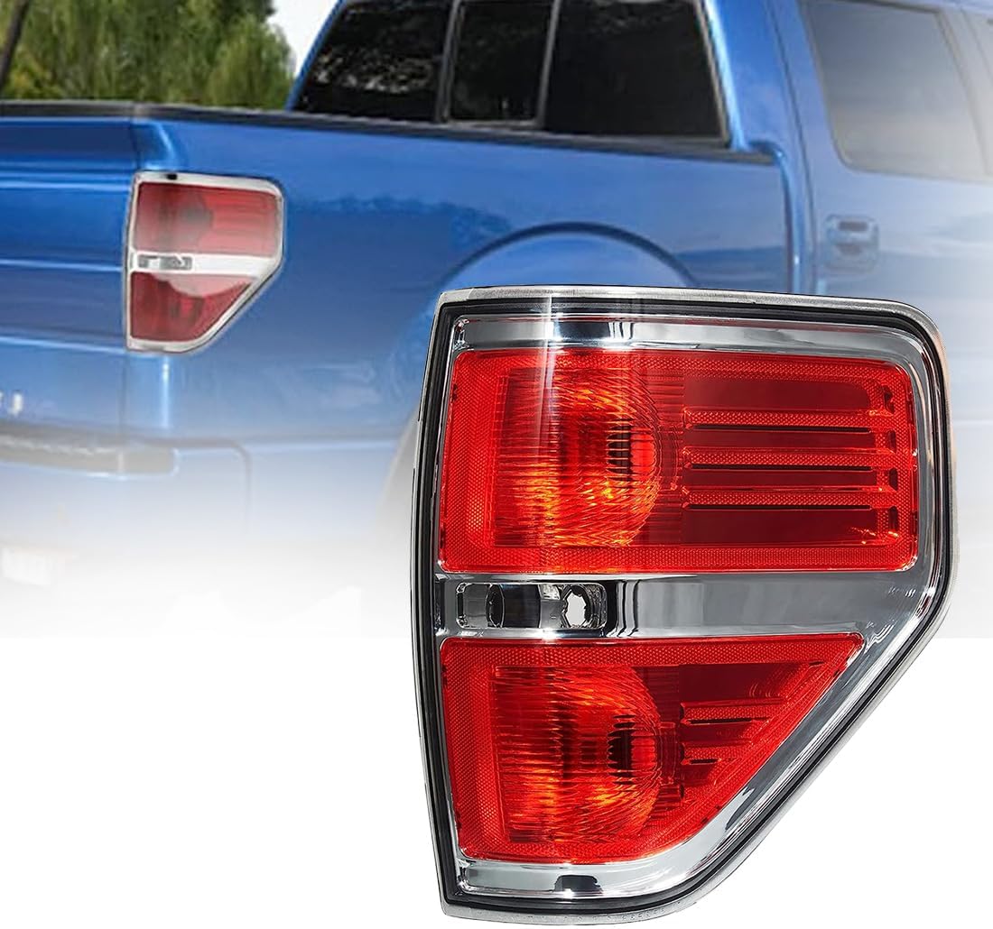 Rear Tail Lights Brake Lamps Red Lens w/o Bulbs Fit for 2009-2014 Ford F150 F-150 (R - Passenger Side)