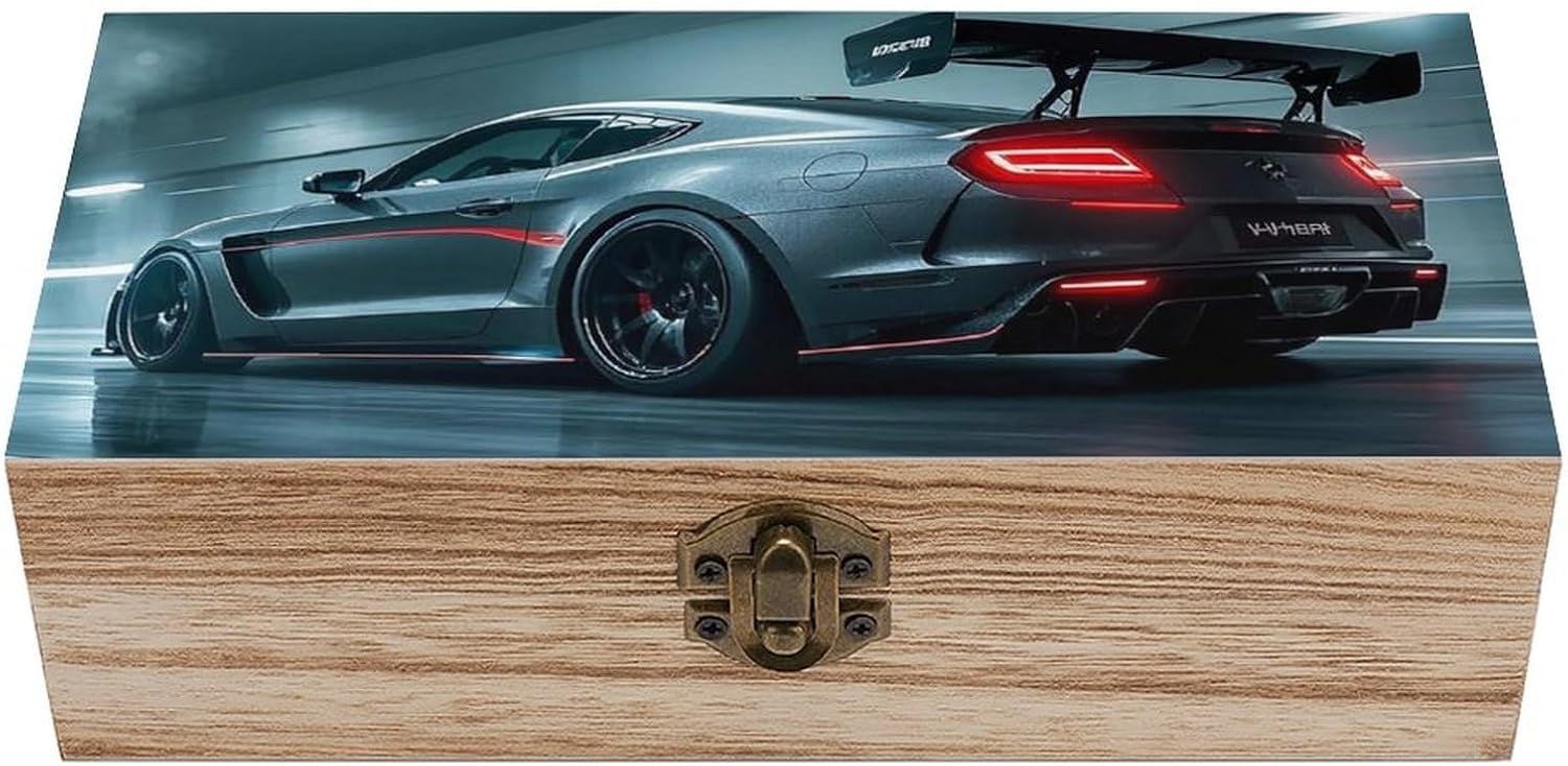 Luxury Sports Car Wooden Keepsake Box with Hinged Lid Wood Box