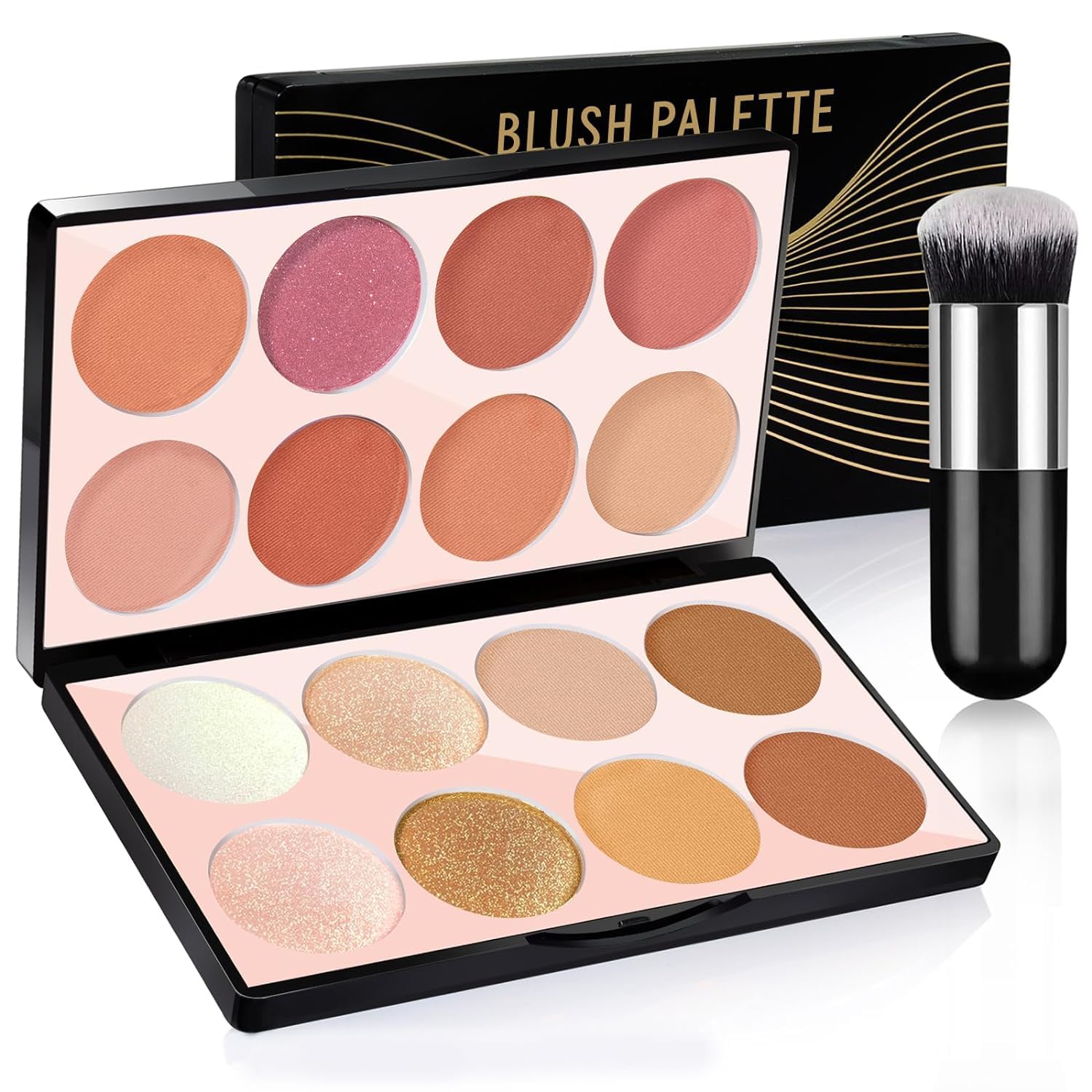 16 Colors Blush Contour Highlighter Makeup Palette, All-in-One Shimmer Silky Matte Mineral Blush Powder Face Sculpting Bronzer Blusher Illuminator for a Natural Glowing