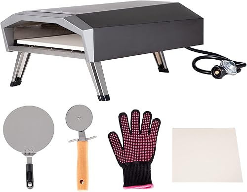 Sophia & William Horno de pizza a gas, horno de pizza de propano con piedra para pizza de 13 pulgadas y cáscara de pizza