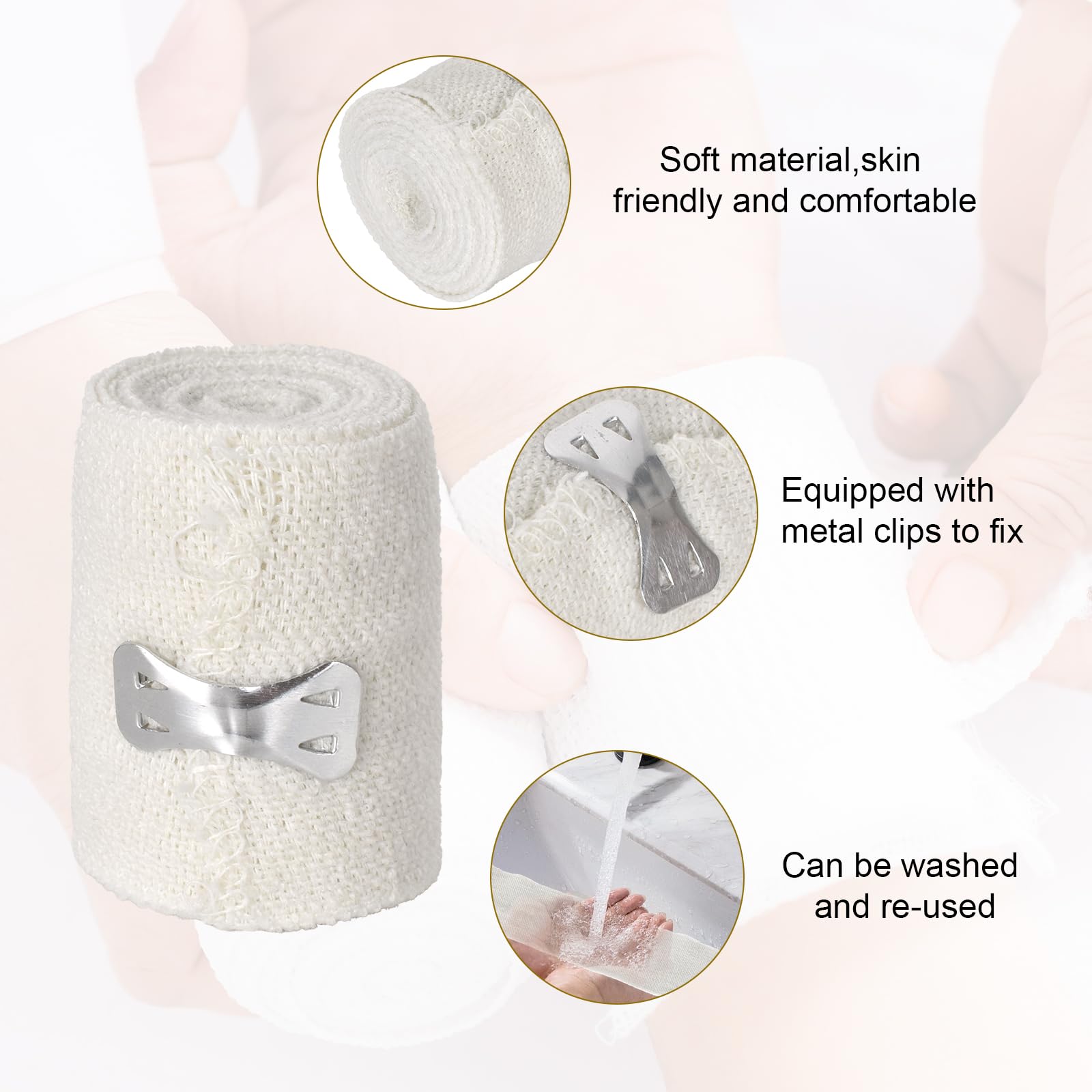 6 Rollos de Vendajes Elásticos Médicos, Vendajes Simples, Suave y Transpirables, Fijación Médica para Rodillas y Muñecas, Adecuados para el Cuidado de Heridas y Protección de Articulaciones (5cm)