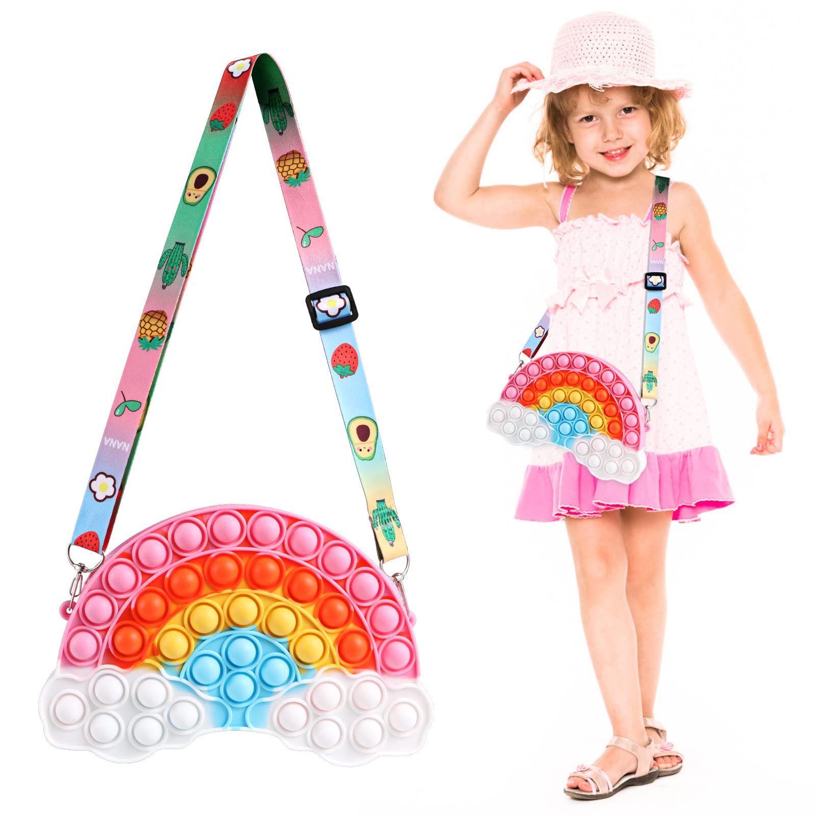 YeocLToo Pop It Purse,Pop It Fidget Toys Backpack for ADHD Anxiety Silicone Bag,Perfect Presents for Summer Party Favors and School Toys for Girls and Kids