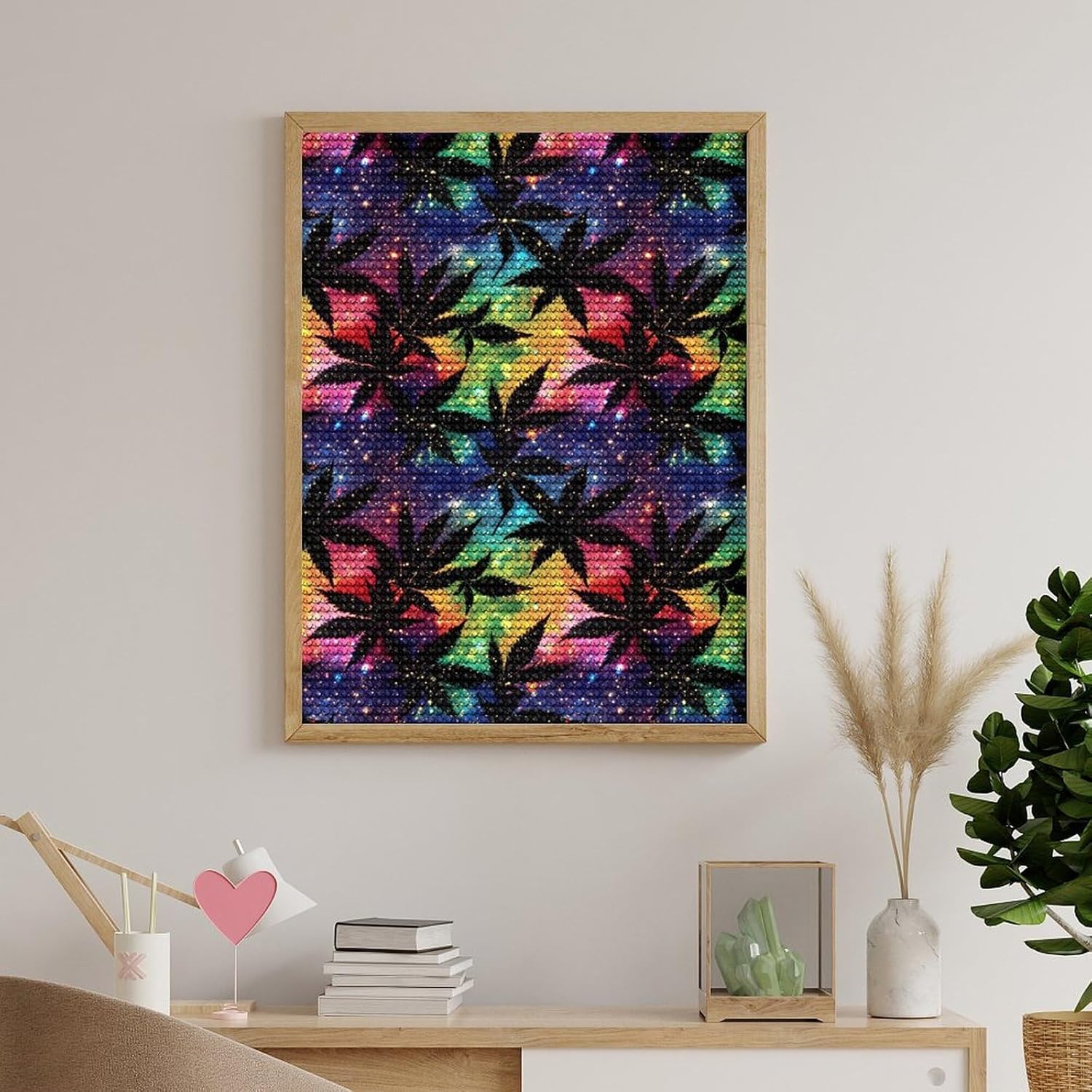 Galaxy Weed Leaves Diamond Art Kits for Adults Diamond Painting Full Drill Paintings Picture Craft for Home Wall Decor 12"x16"