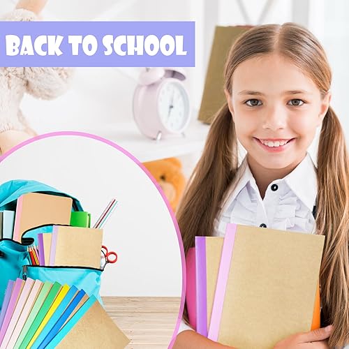 Miniatura 7 de Nanajorwa Paquete de 100 mini cuadernos A5 con rayas coloridas a granel, tapa suave, composición, bloc de notas para niñas, estudiantes, viajeros,